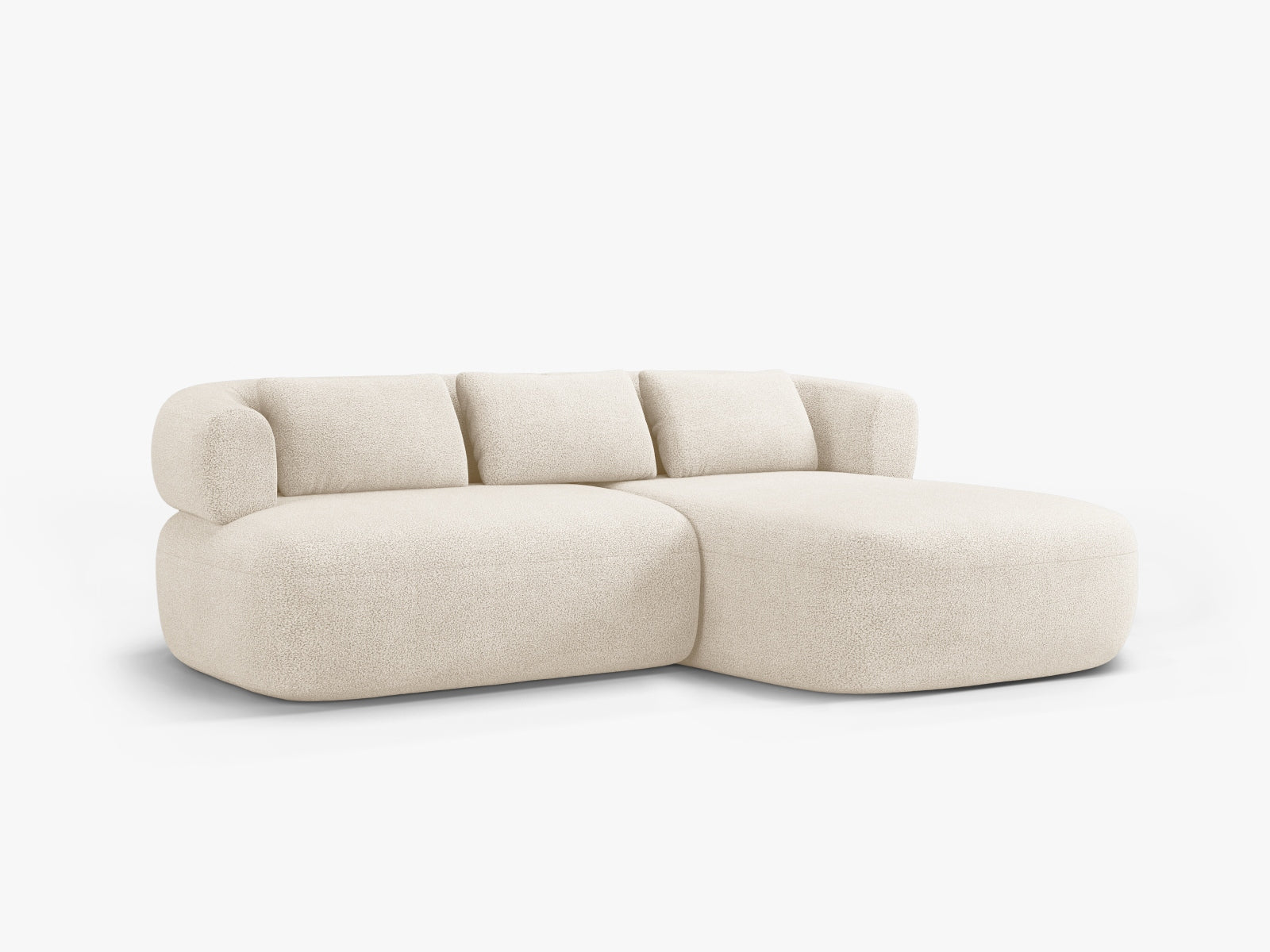 Erleben Sie das Jenny Boucle Ecksofa rechts 5 Sitzer von Micadoni – ein elegantes Möbelstück, das Komfort und Stil in Ihr Zuhause bringt!