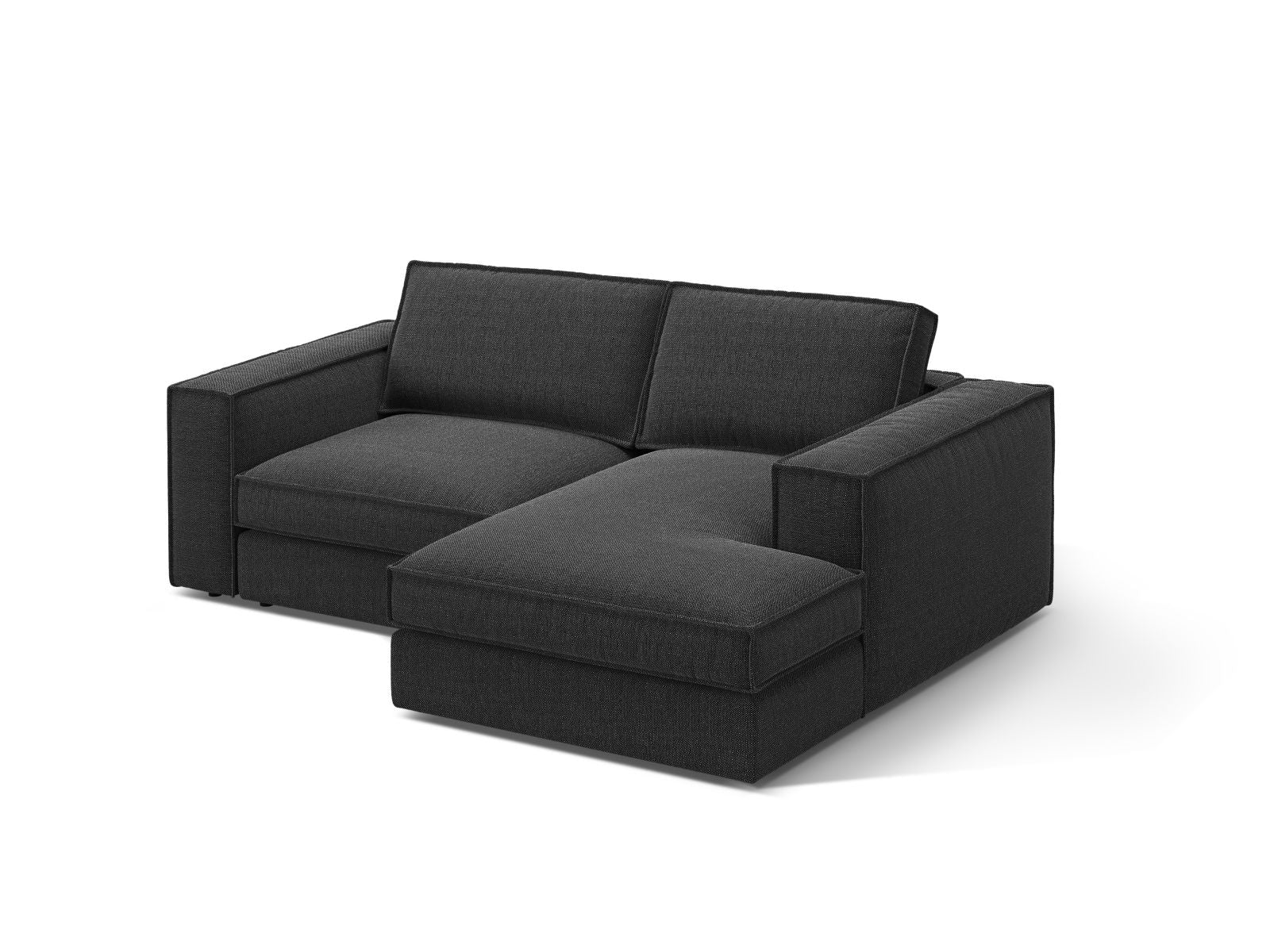 Stylisches 2-Sitzer Ecksofa rechts Pola in elegantem Schwarz, ideal für moderne Wohnräume und gemütliche Abende.