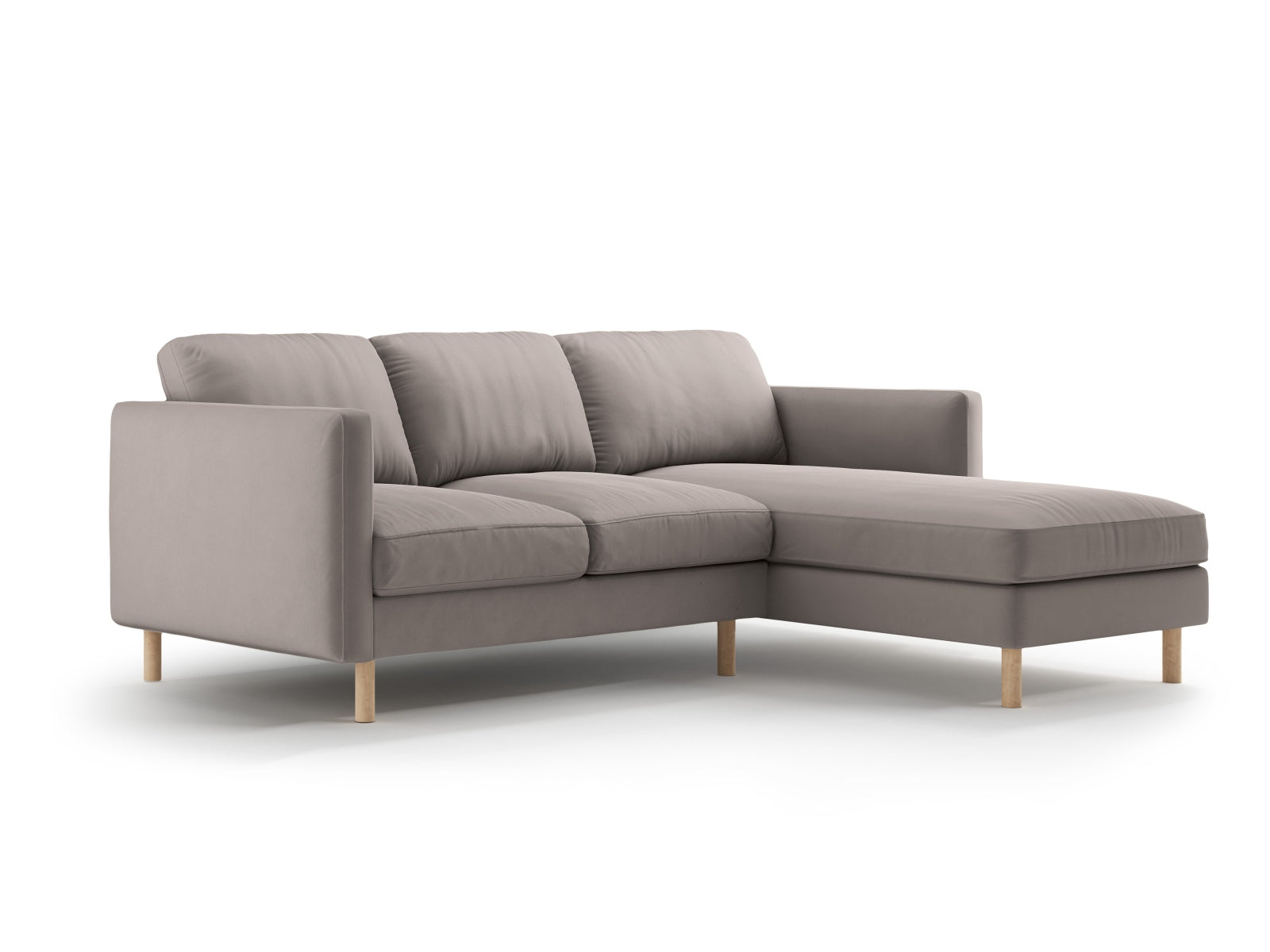 Entdecken Sie das Eden Velour Ecksofa rechts von Micadoni: Elegantes Design, weiches Velours und optimaler Sitzkomfort für Ihr modernes Wohnzimmer.