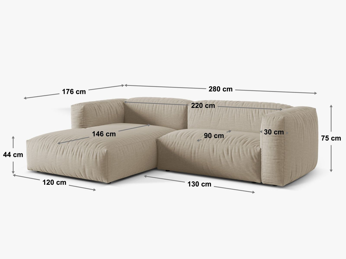2-Sitzer Ecksofa rechts XL Martina in Light Beige-Boston präsentiert im Onlineshop von KAQTU Design AG. Ecksofa rechts ist von Micadoni