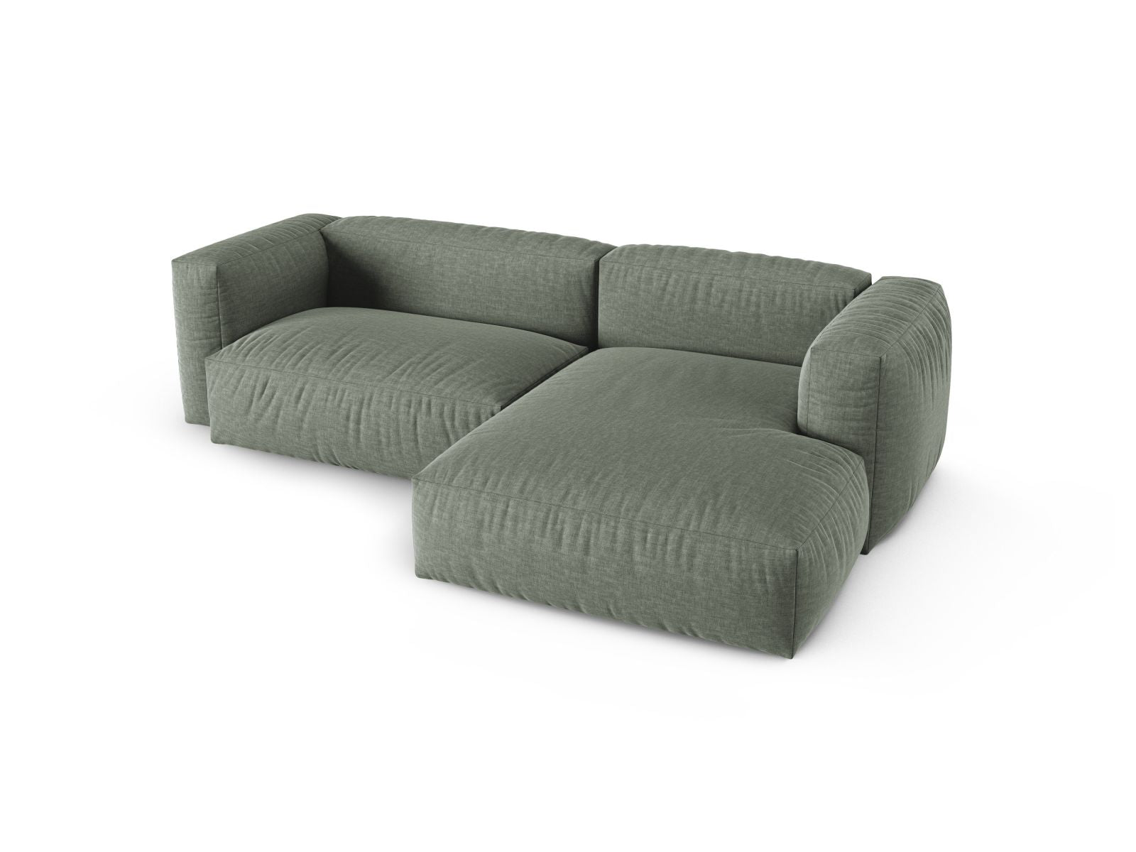 Elegantes XL 2-Sitzer Ecksofa Martina in Moss Green-Boston, ideal für stilvolle Wohnräume und entspannte Stunden. Hochwertige Verarbeitung von Micadoni.