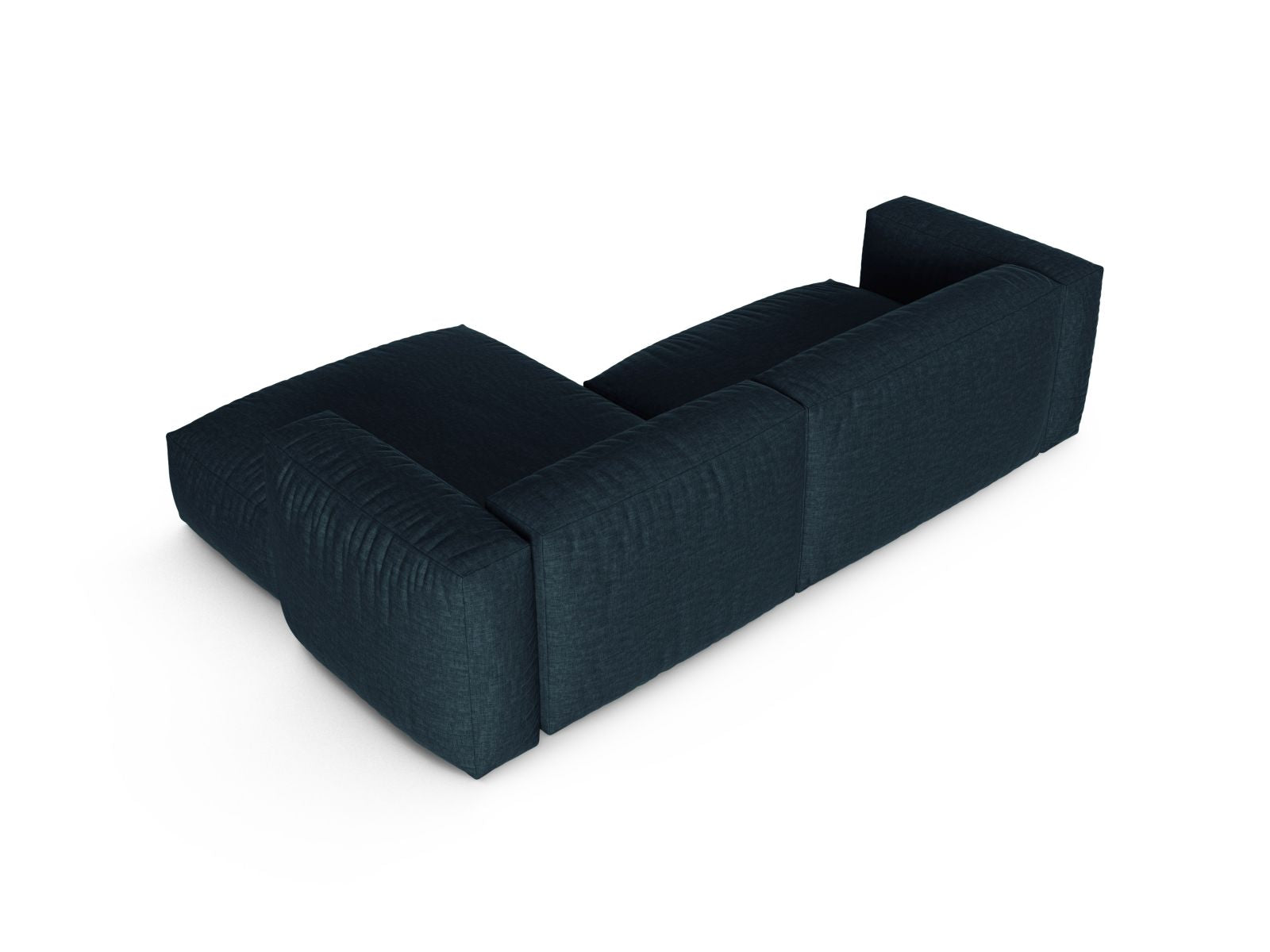 Stylisches XL 2-Sitzer Ecksofa rechts Martina in trendigem Blue Jeans-Boston, perfekt für gemütliche und moderne Wohnambiente.