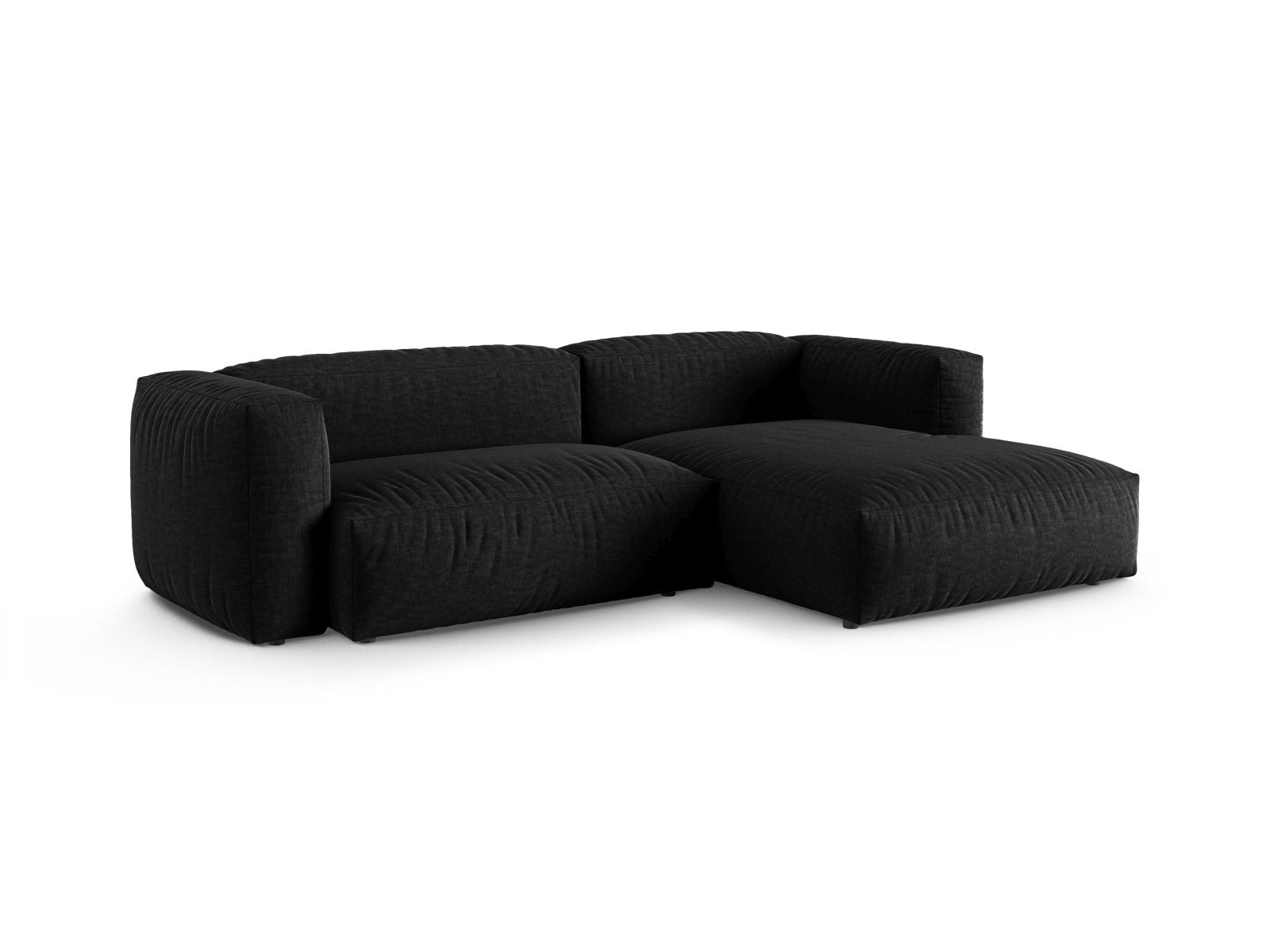 Elegantes 2-Sitzer Ecksofa XL Martina in stilvollem Schwarz, ideal für moderne Wohnräume, präsentiert von Micadoni.