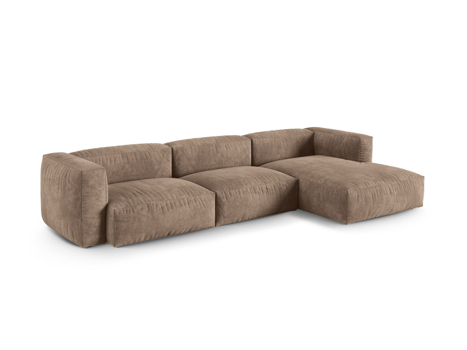 Elegantes 3-Sitzer XL Ecksofa rechts Martina in stilvollem Dark Beige-Vogue, ideal für moderne Wohnräume.