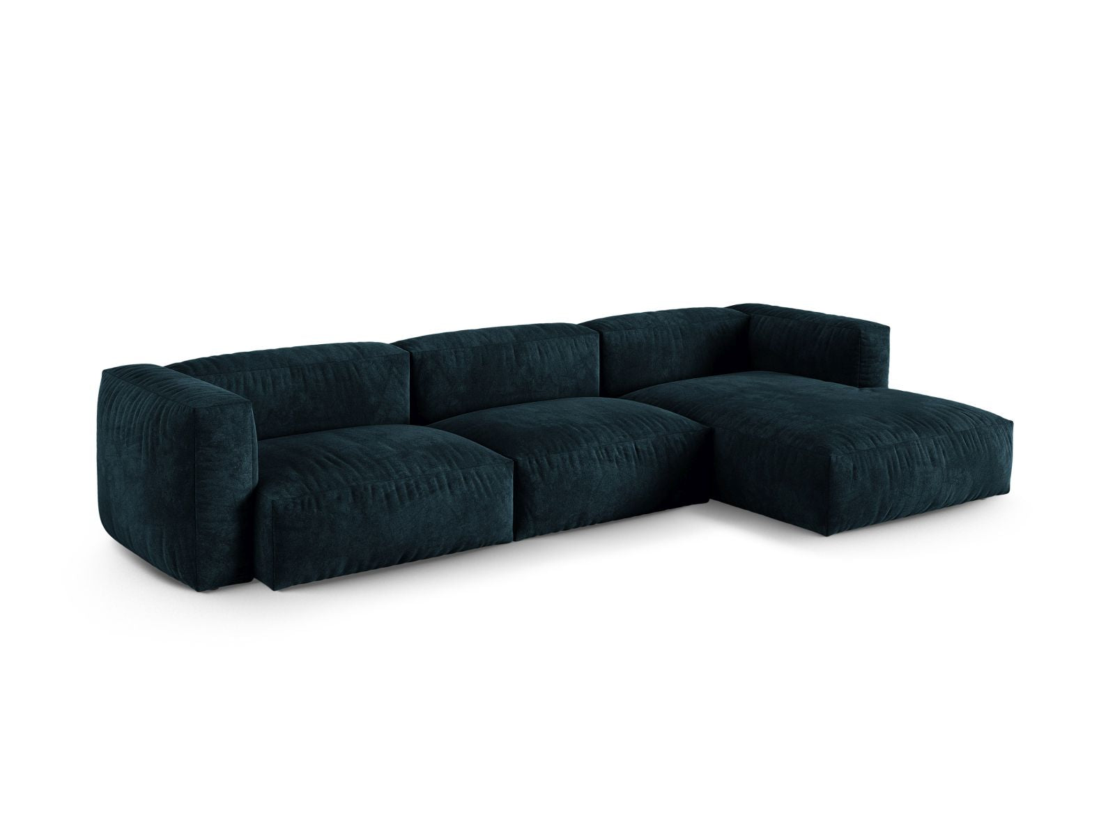 Elegantes 3-Sitzer XL Ecksofa rechts Martina in tiefem Petrol, ideal für stilvolle Wohnräume, erhältlich bei KAQTU Design AG.