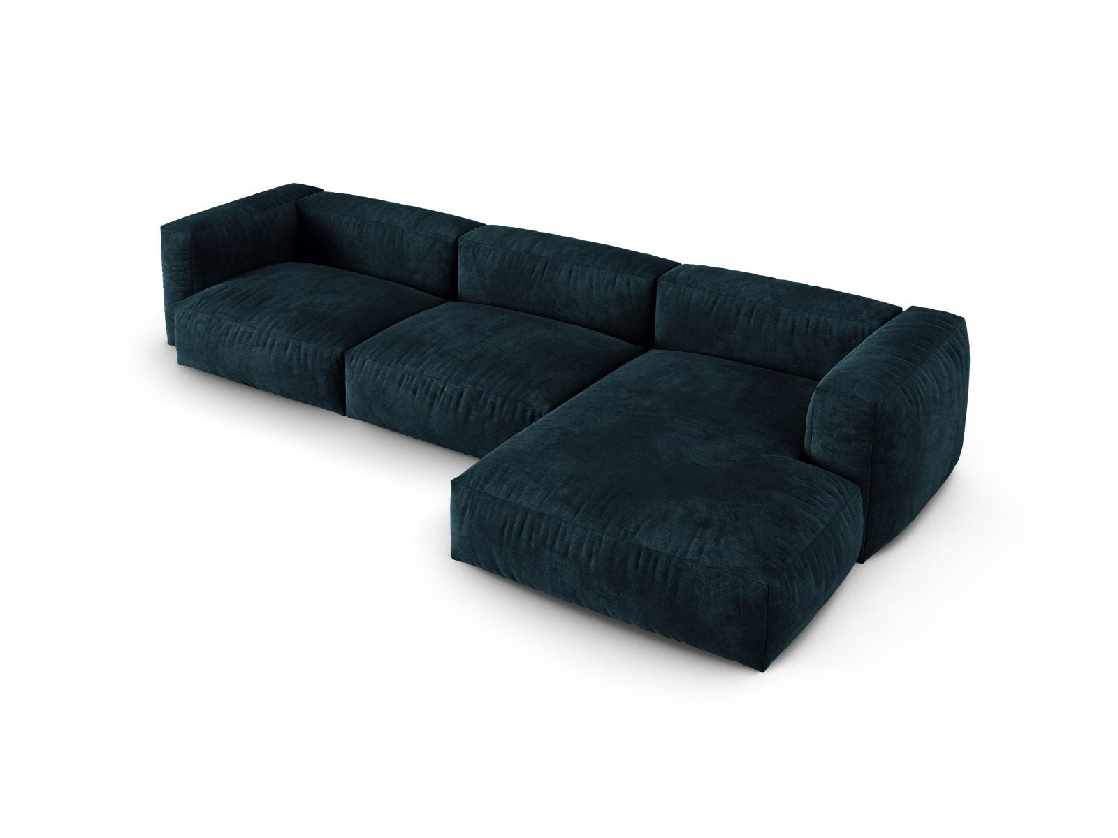 Elegantes 3-Sitzer XL Ecksofa rechts Martina in tiefem Petrol, ideal für stilvolle Wohnräume und entspannte Stunden mit Freunden.