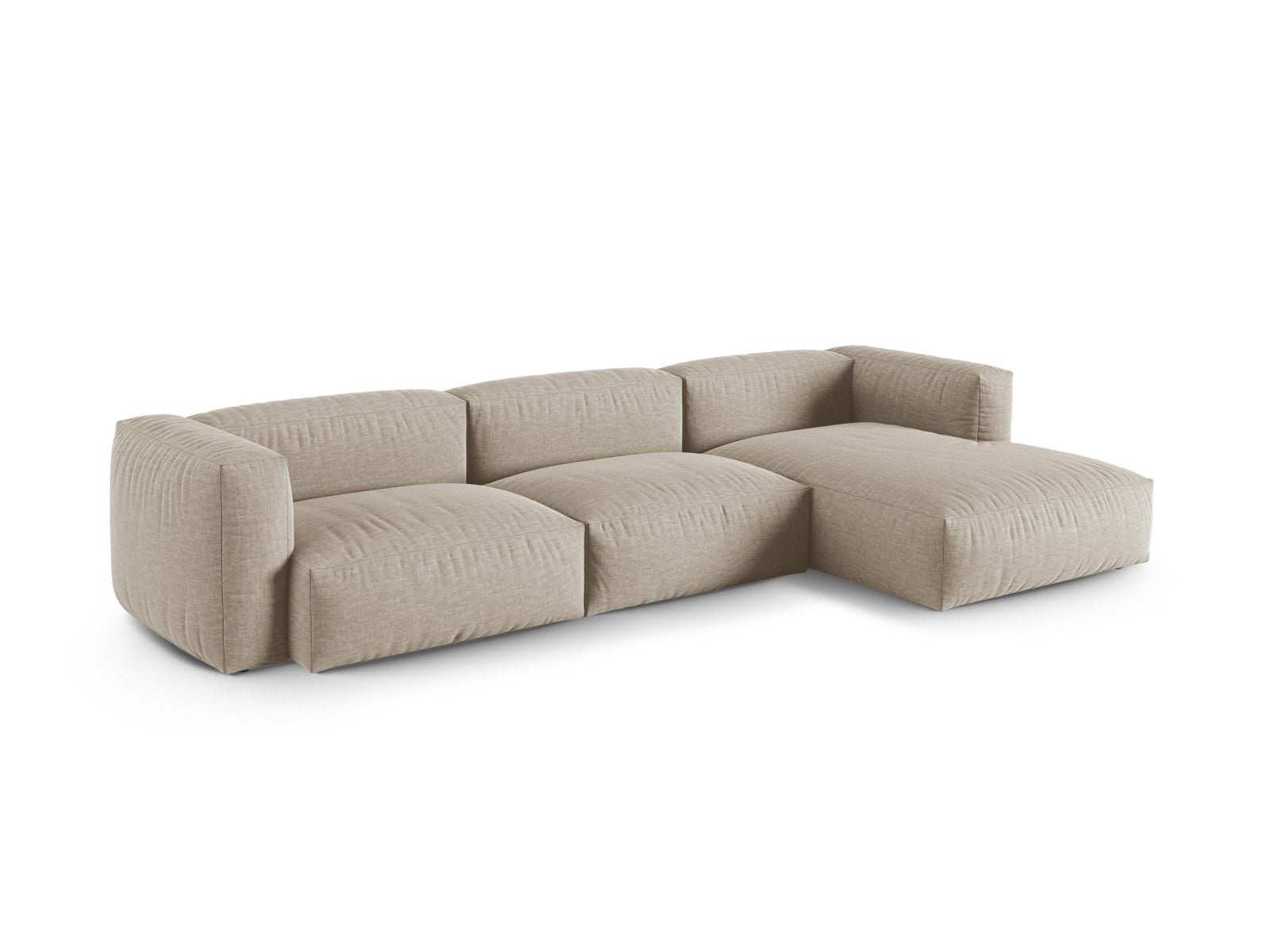 Elegantes 3-Sitzer Ecksofa XL Martina in hellem Beige, ideal für stilvolle Wohnräume, präsentiert von Micadoni.