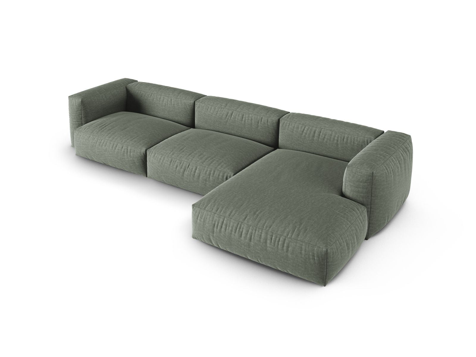 Elegantes 3-Sitzer Ecksofa XL Martina in stilvollem Moss Green-Boston, ideal für stilvolle Wohnräume und entspannte Stunden.