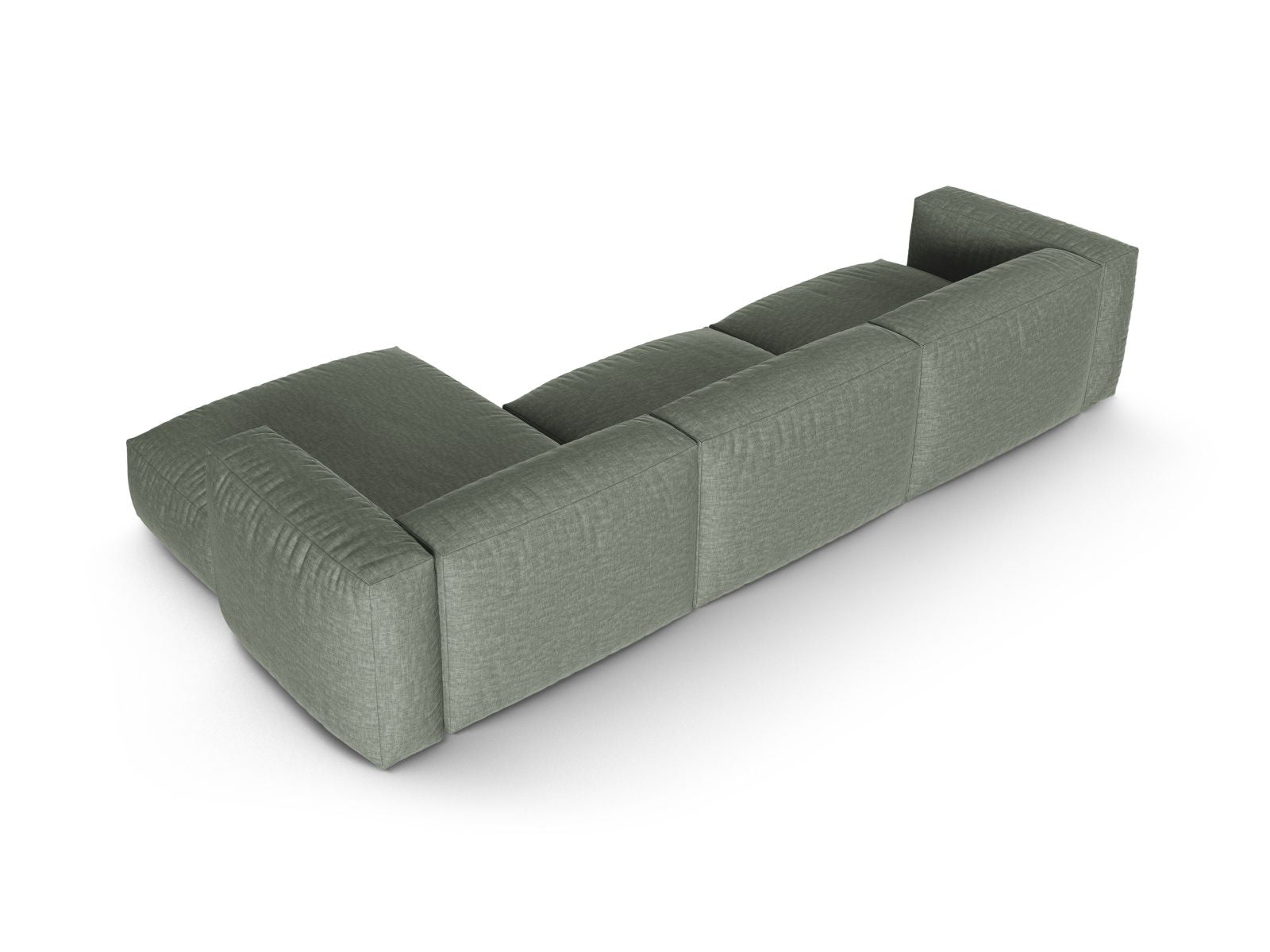 Geräumiges 3-Sitzer Ecksofa XL Martina in edlem Moss Green-Boston, perfekt für moderne Wohnzimmer und gemütliche Abende.