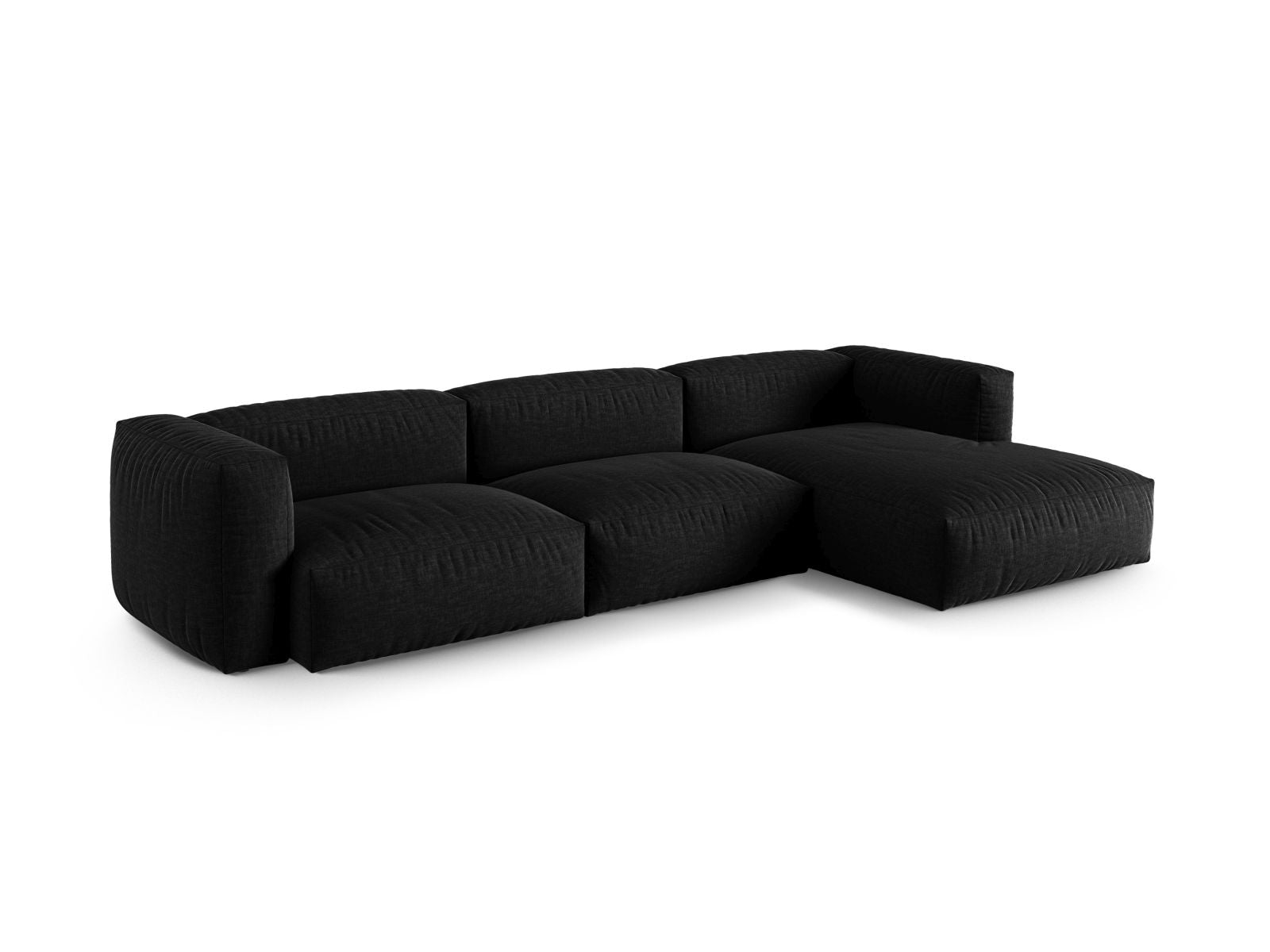Elegantes 3-Sitzer Ecksofa XL Martina in stilvollem Schwarz, ideal für moderne Wohnräume, präsentiert von Micadoni.