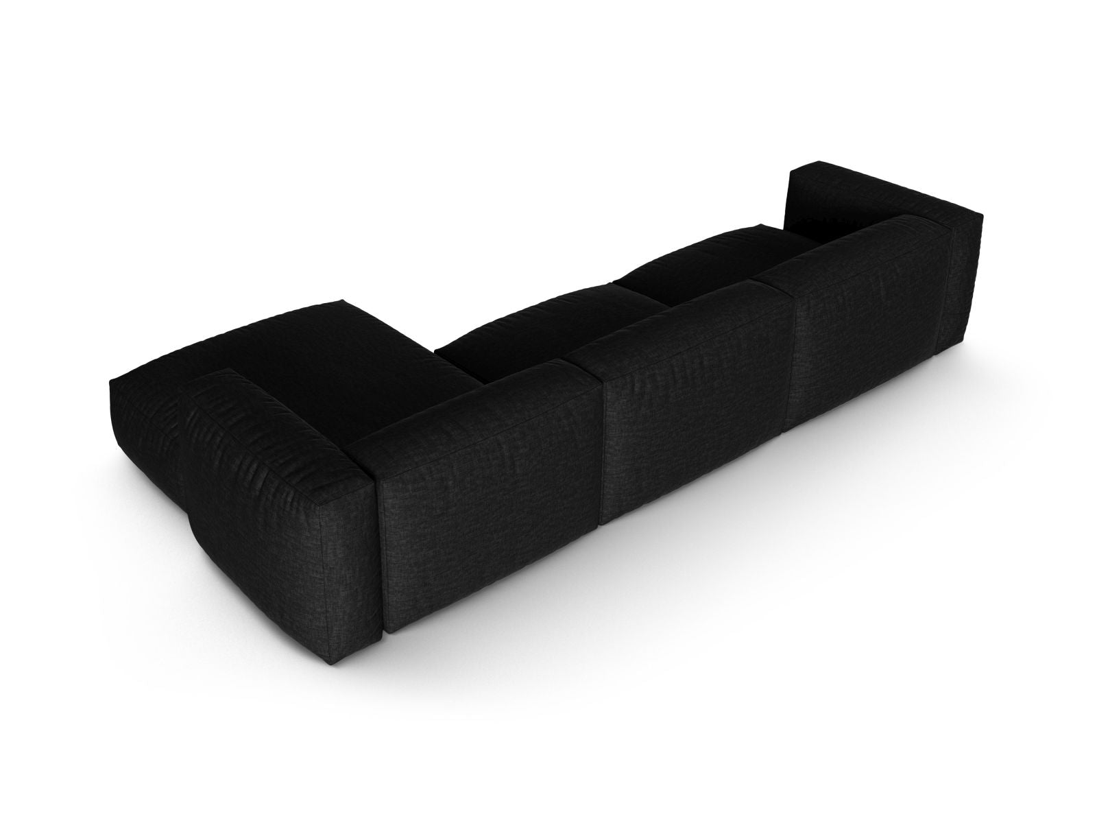 Geräumiges 3-Sitzer Ecksofa Martina in stilvollem Schwarz, perfekt für moderne Wohnzimmer und entspannte Abende. Hochwertige Verarbeitung von Micadoni.