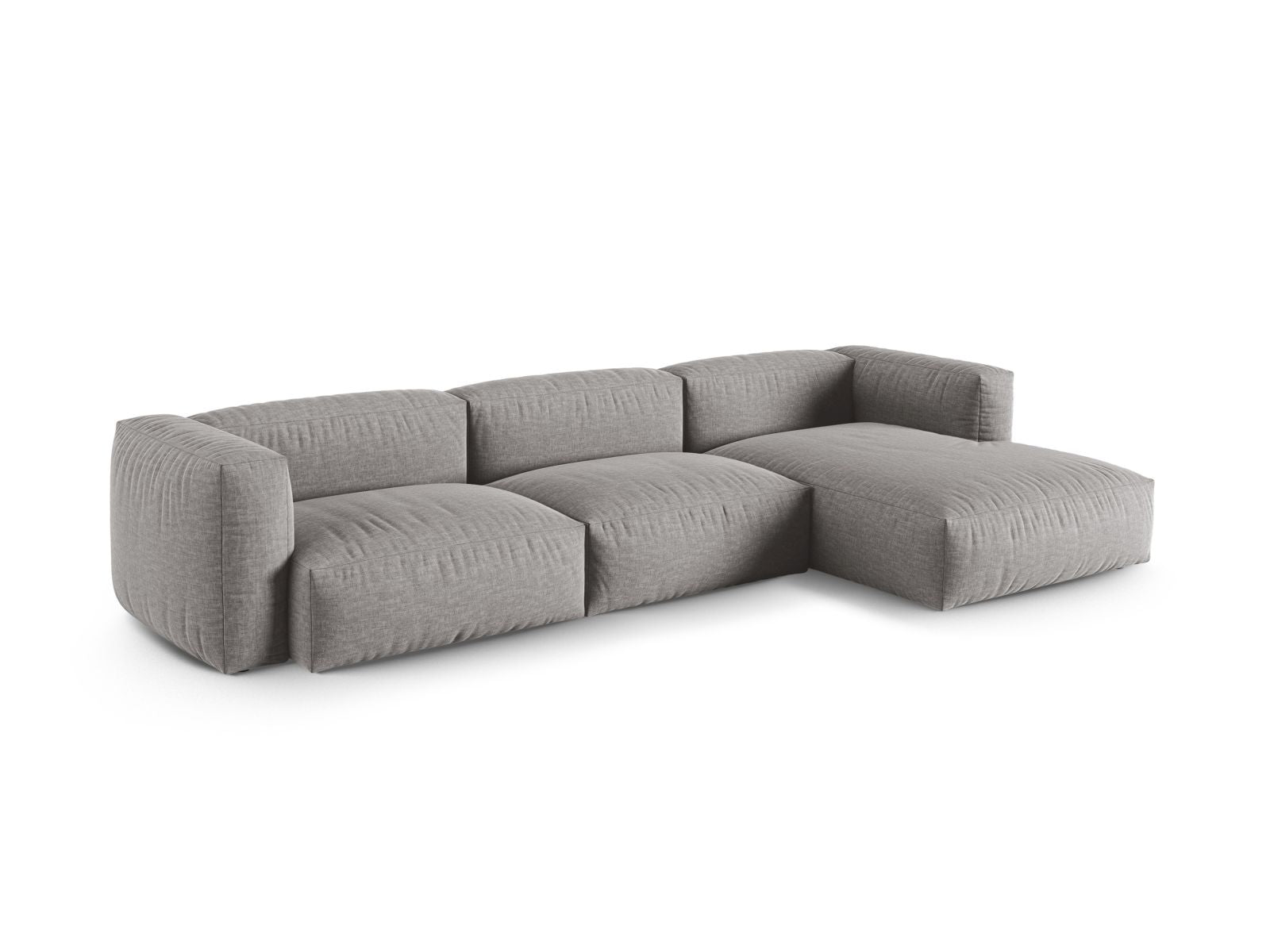 Elegantes 3-Sitzer Ecksofa XL Martina in hellem Grau, ideal für stilvolle Wohnräume, präsentiert von Micadoni.