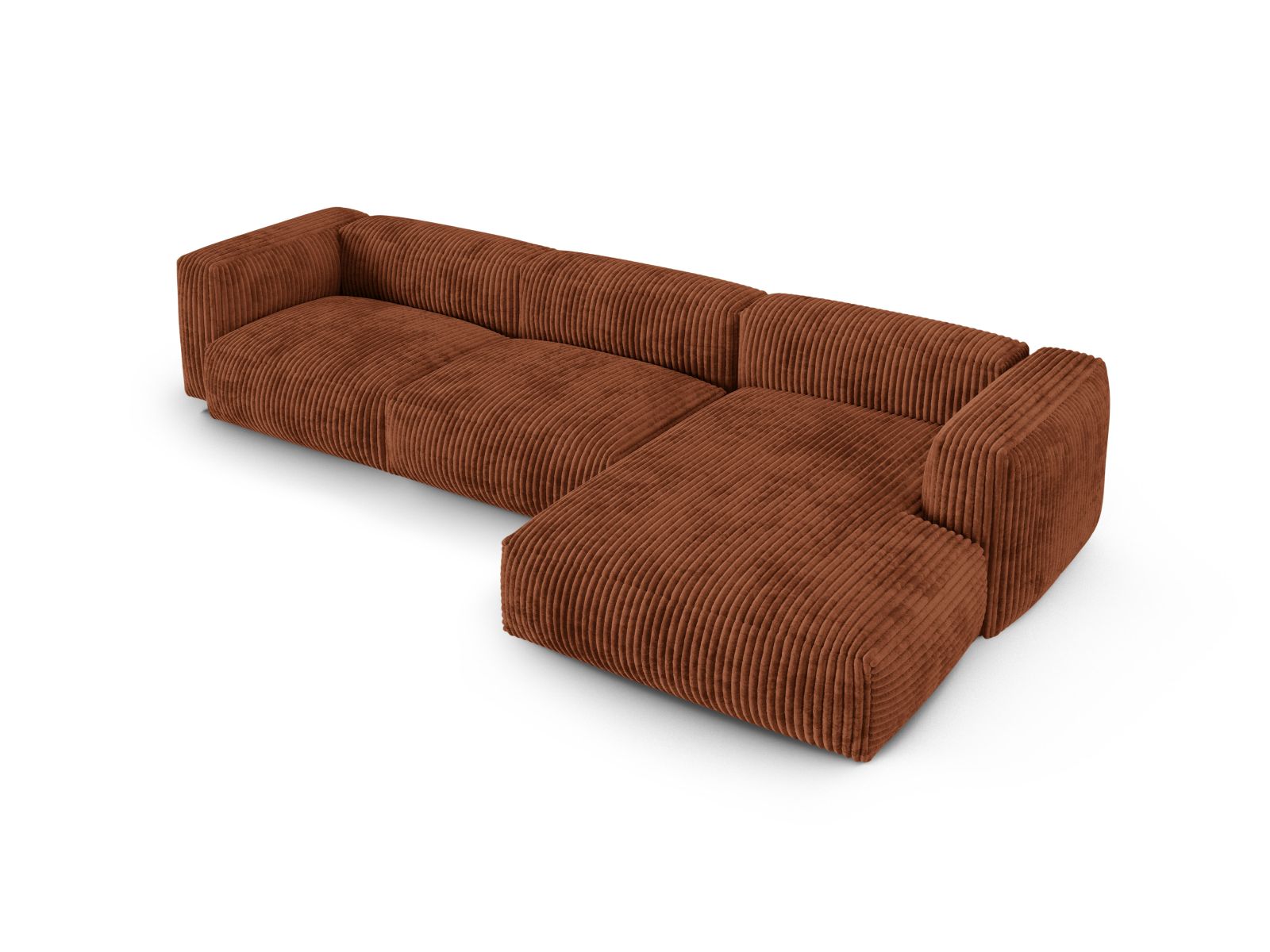 Elegantes XL 3-Sitzer Ecksofa Martina in warmem Brick-Tilia, ideal für entspannte Abende und stilvolle Einrichtungsideen.