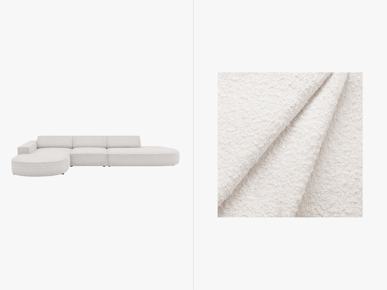 Jodie Boucle modulares Ecksofa links 4 Sitzer in White präsentiert im Onlineshop von KAQTU Design AG. Ecksofa links ist von Micadoni