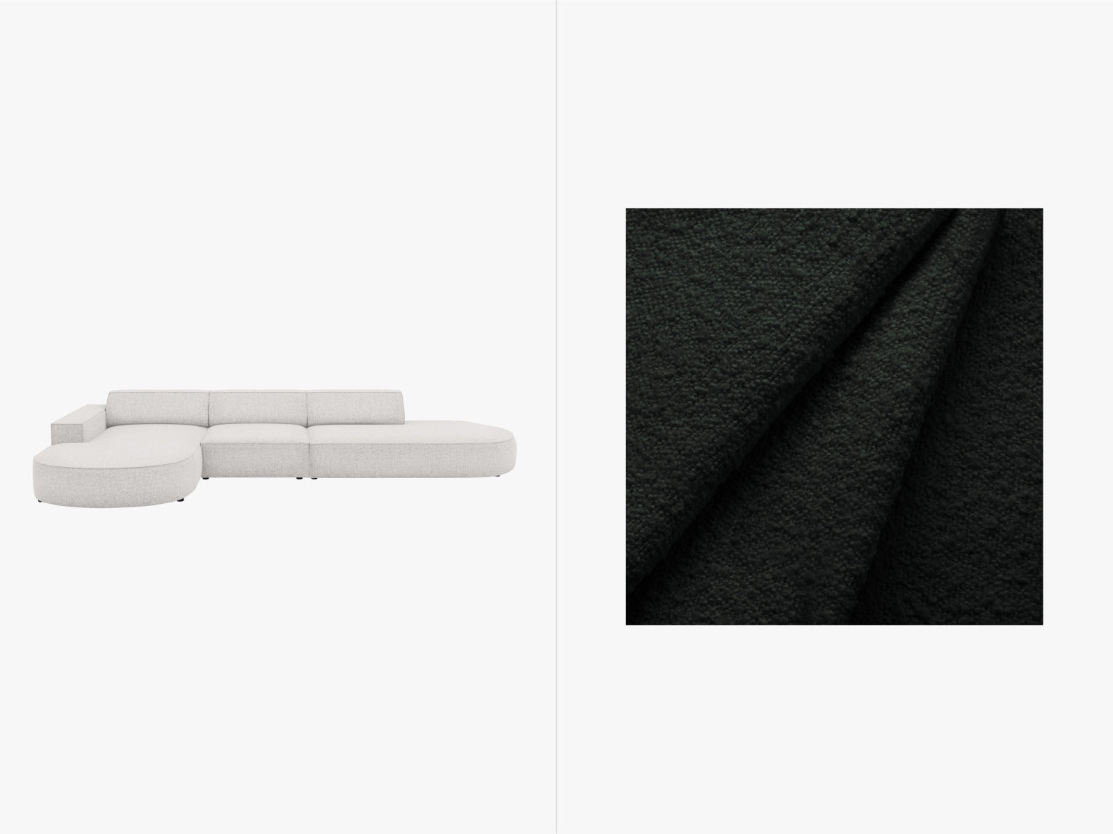 Erleben Sie das Jodie Boucle modulares Ecksofa links von Micadoni – ein stilvolles 4-Sitzer Sofa, das Eleganz, Komfort und Anpassungsfähigkeit vereint.