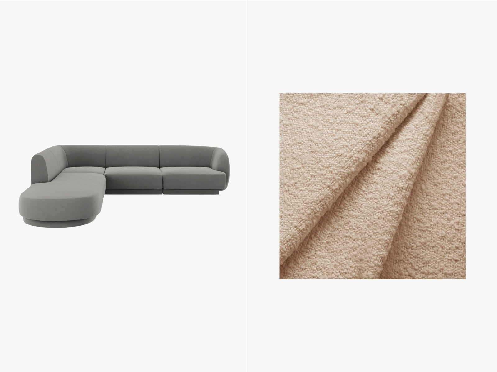 Miley Boucle Ecksofa links 6 Sitzer in Beige präsentiert im Onlineshop von KAQTU Design AG. Ecksofa links ist von Micadoni