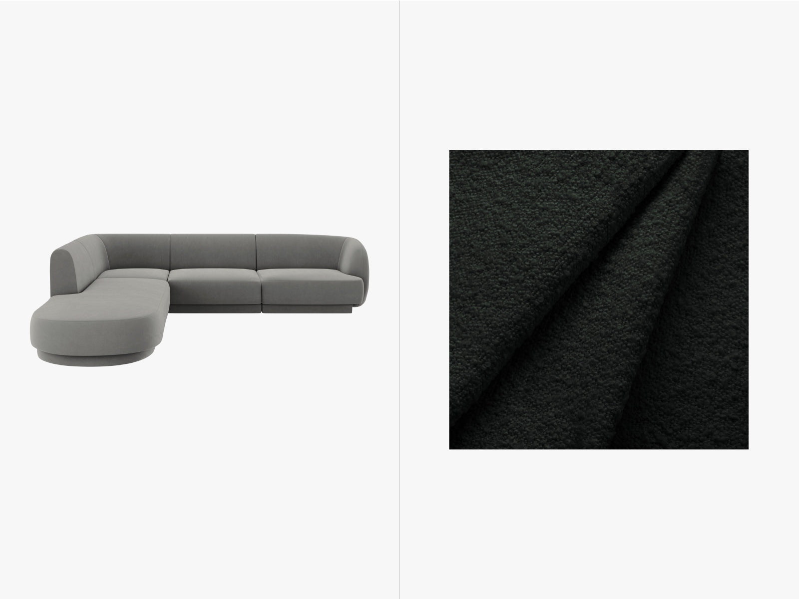 Miley Boucle Ecksofa links 6 Sitzer in Black präsentiert im Onlineshop von KAQTU Design AG. Ecksofa links ist von Micadoni