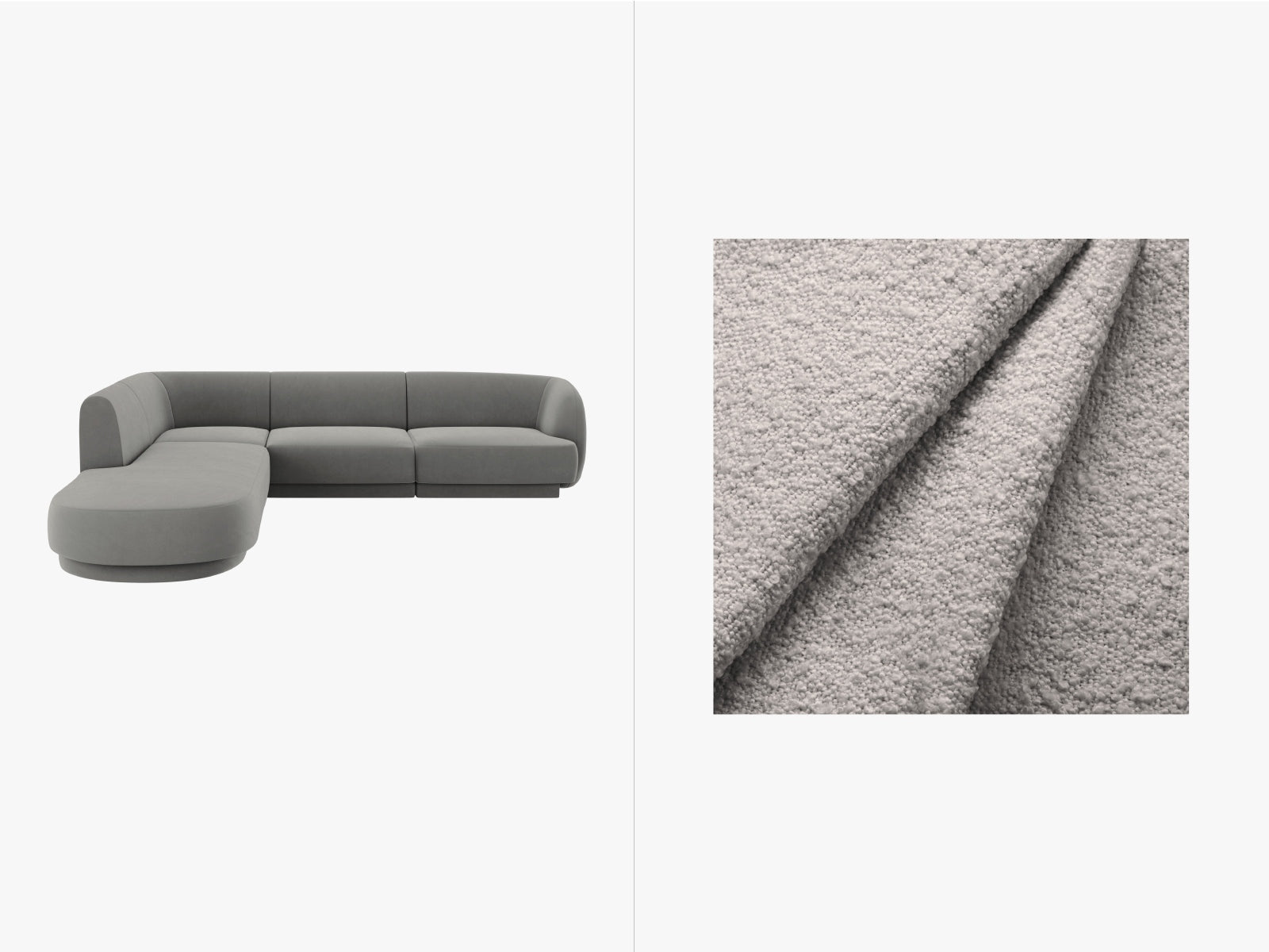 Miley Boucle Ecksofa links 6 Sitzer in Light Grey präsentiert im Onlineshop von KAQTU Design AG. Ecksofa links ist von Micadoni