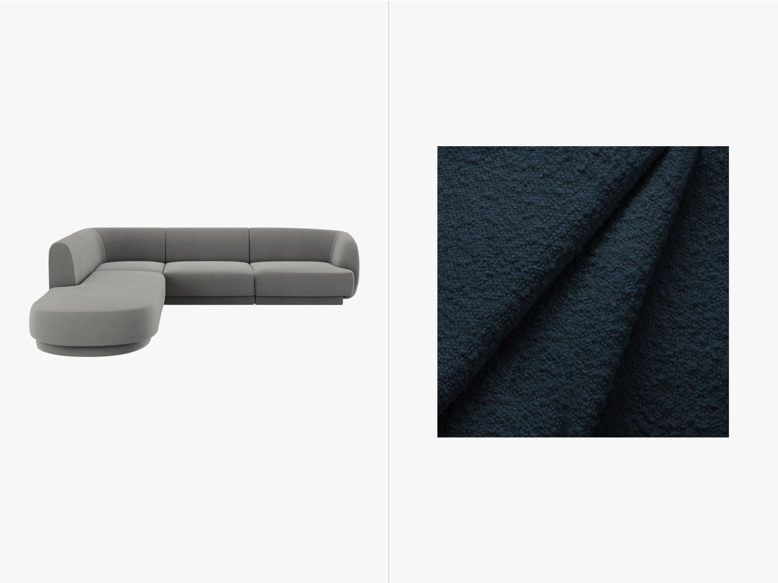 Miley Boucle Ecksofa links 6 Sitzer in Dark Blue präsentiert im Onlineshop von KAQTU Design AG. Ecksofa links ist von Micadoni