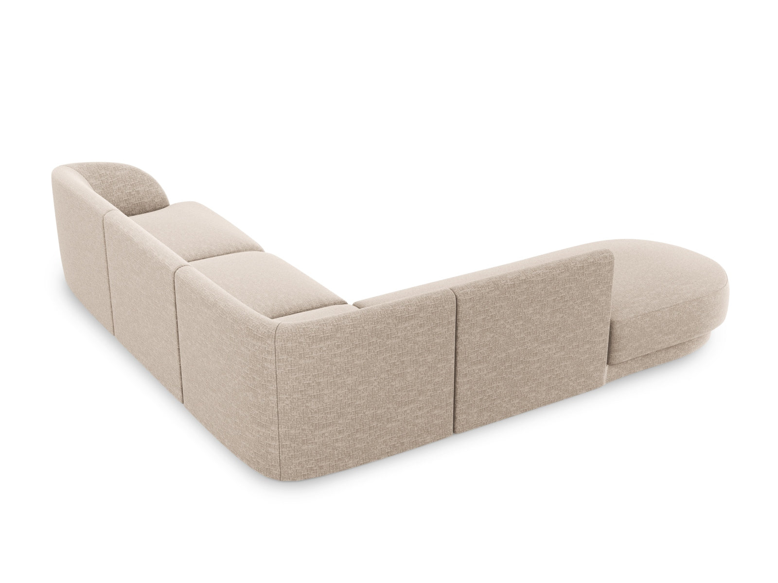 Beige Miley Ecksofa links für 6 Personen von Micadoni, elegantes Design und großzügige Polsterung, perfekt für gesellige Abende im Wohnzimmer.