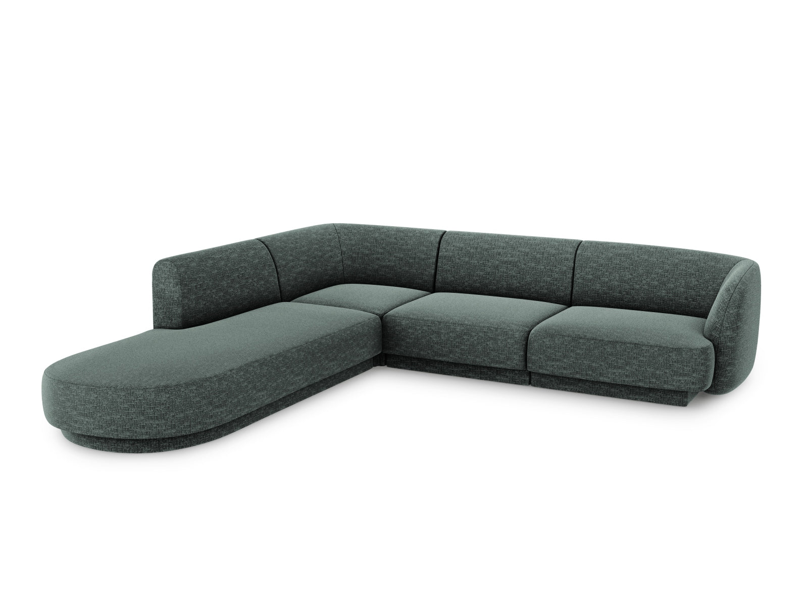 Stylisches Miley Ecksofa links für 6 Personen in elegantem Petrol-Haga, ideal für moderne Wohnräume und gemütliche Abende.