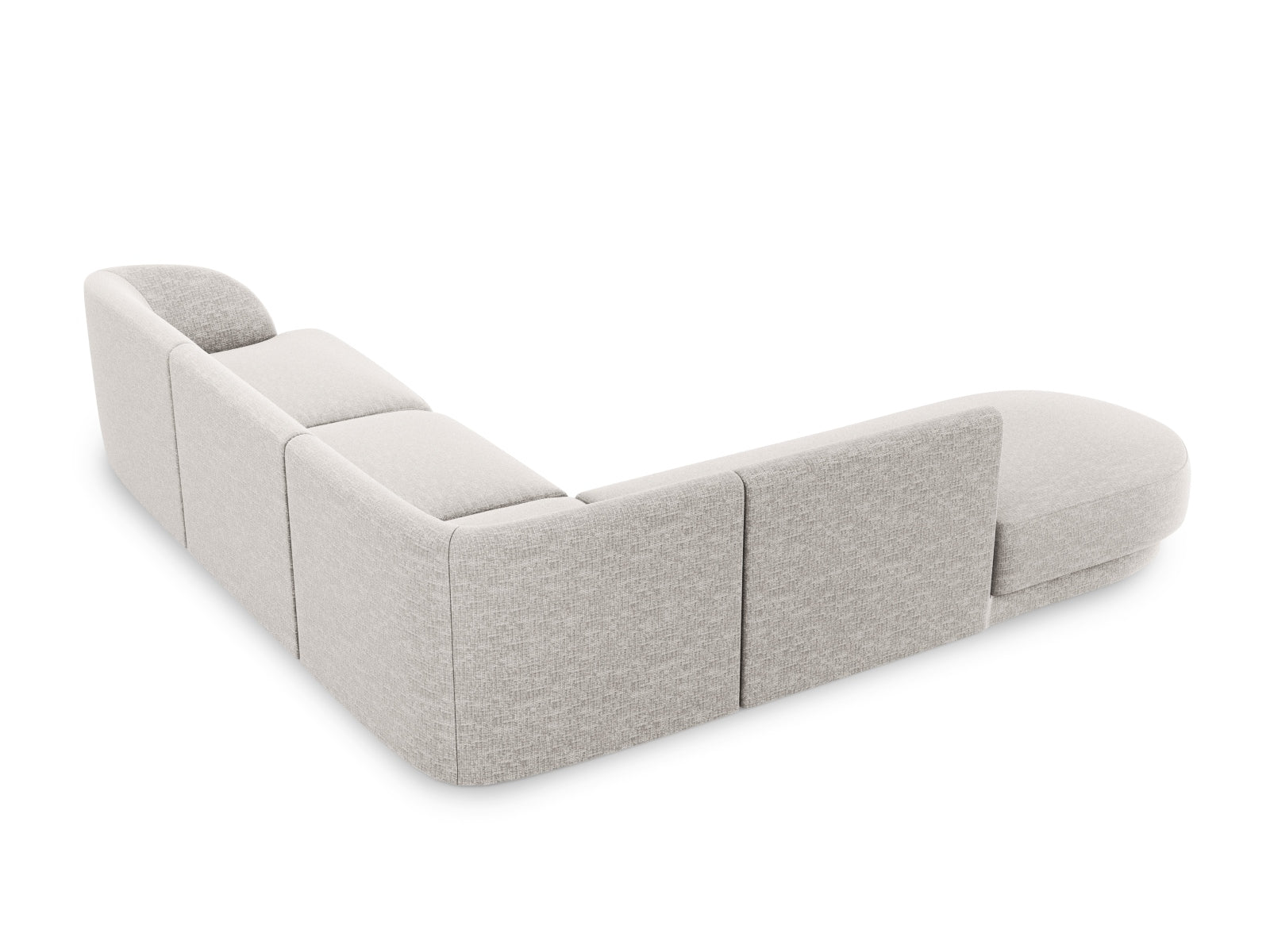 Elegantes Miley Ecksofa links für bis zu 6 Personen in sanftem Grau, perfekt für zeitgemäße Wohnkonzepte von Micadoni.