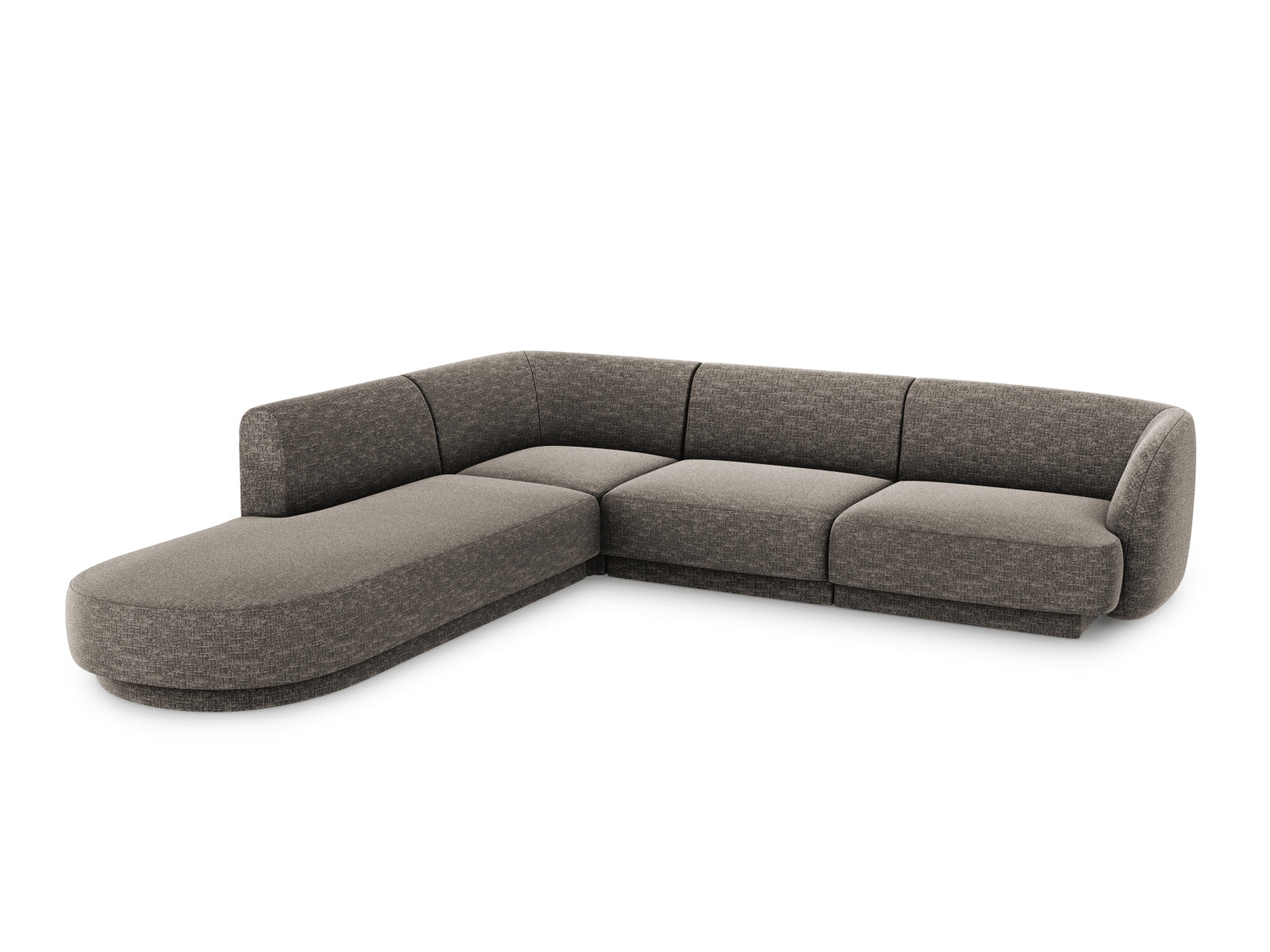 Stylisches Miley Ecksofa links für 6 Personen in elegantem Grau, ideal für moderne Wohnräume und gemütliche Abende.