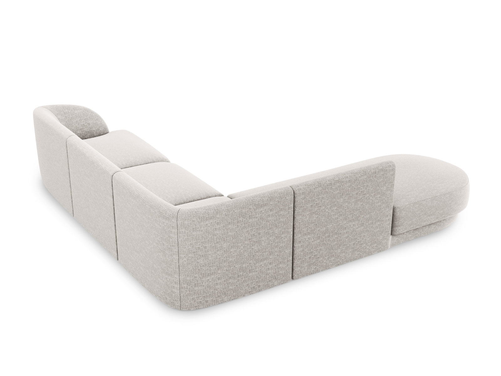 Geräumiges Miley Ecksofa links für 6 Personen in edlem Silver-Eden, perfekt für stilvolle Wohnzimmer und entspannte Zusammenkünfte.