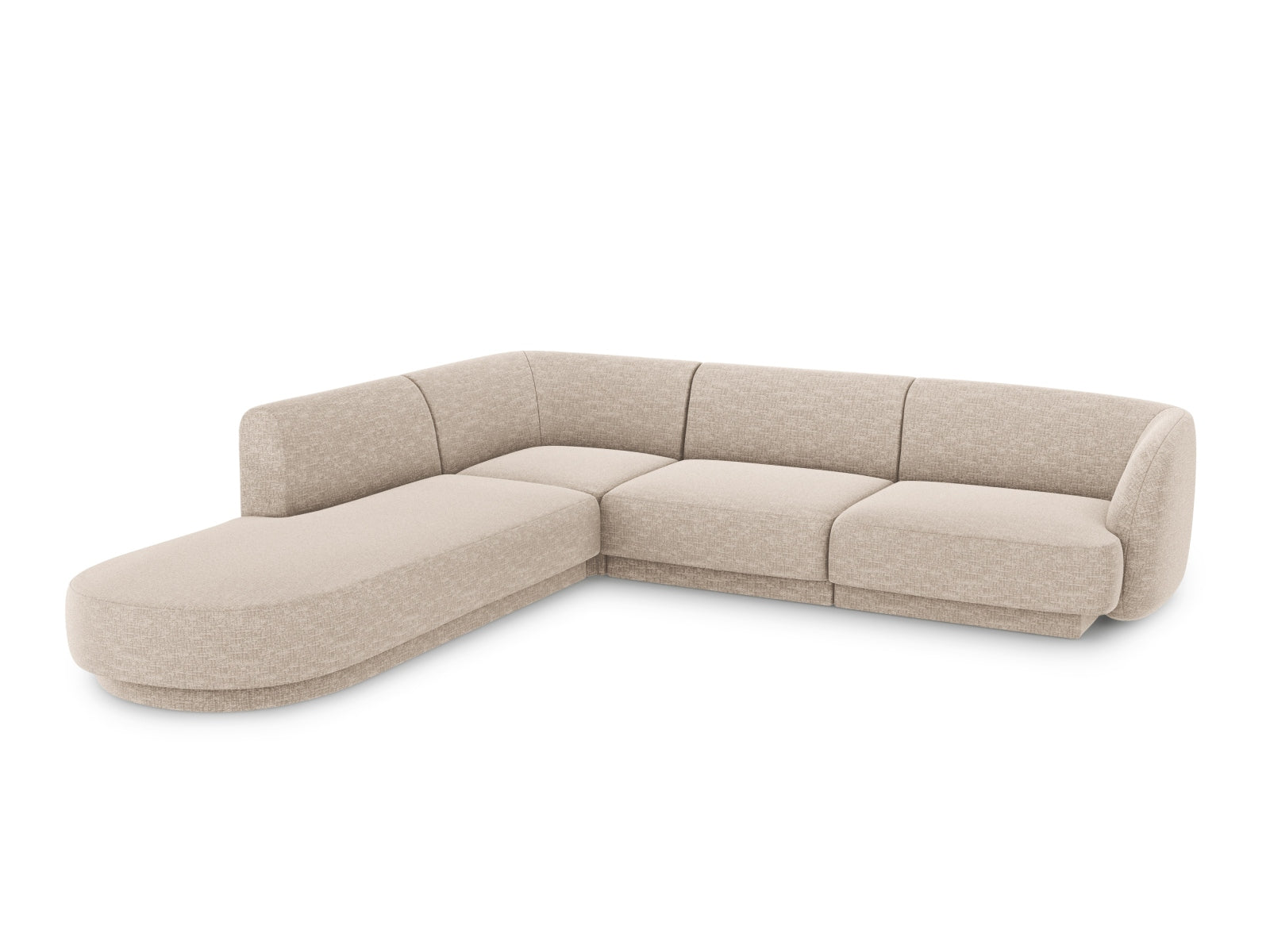 Beige Miley Ecksofa links für 6 Personen von Micadoni, stilvolles Design und komfortable Sitzgelegenheit für Ihr Wohnzimmer.