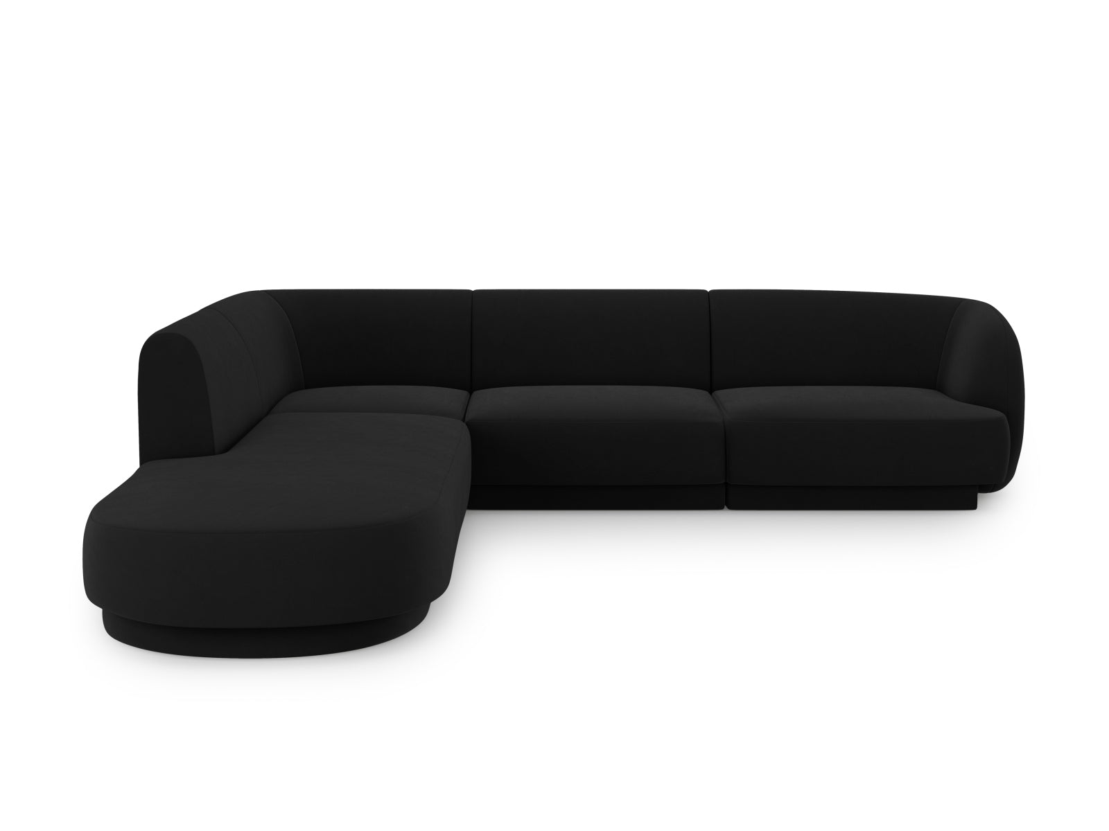 Miley Velour Ecksofa links 6 Sitzer in Black-Bluvel präsentiert im Onlineshop von KAQTU Design AG. Ecksofa links ist von Micadoni