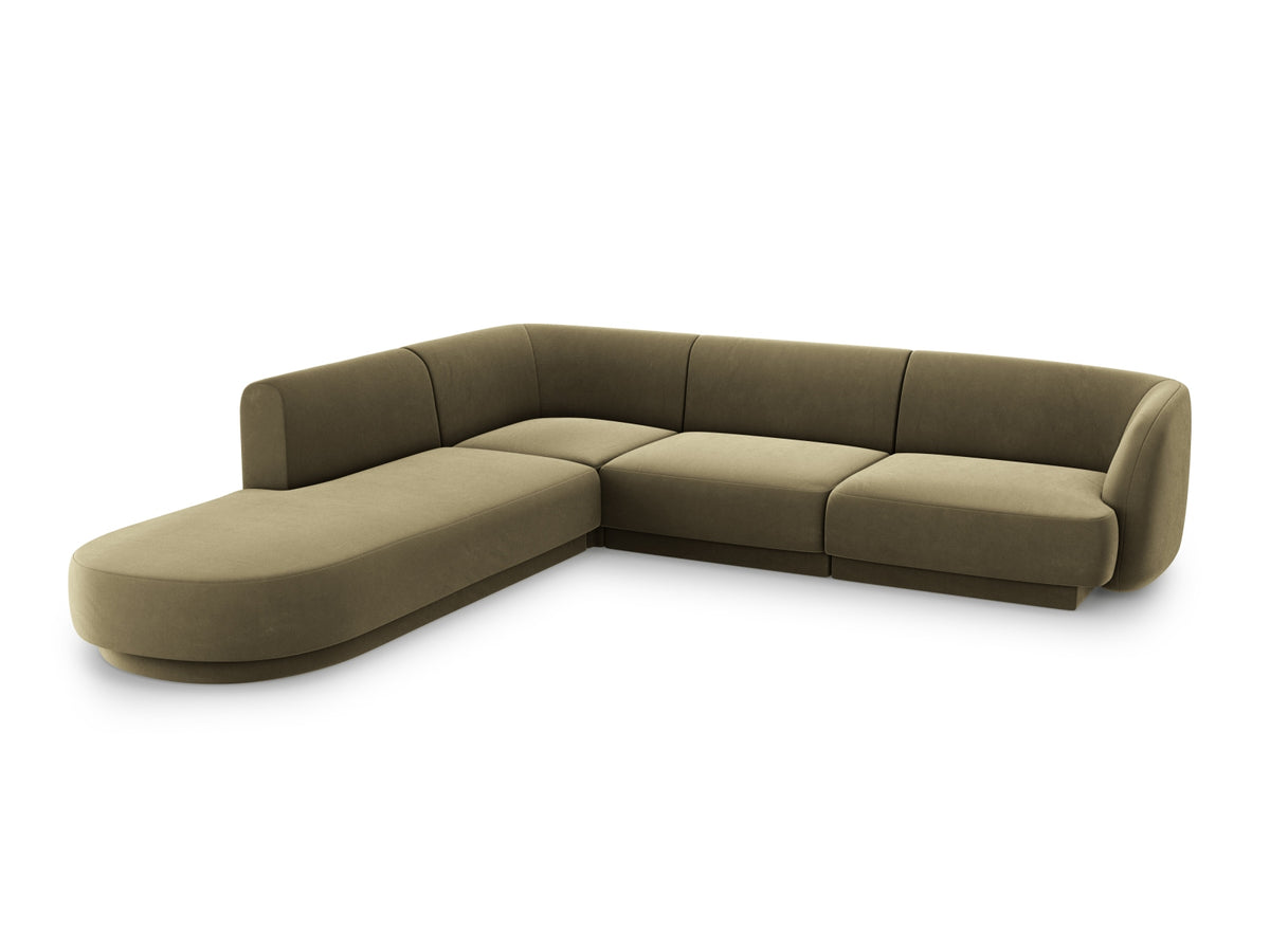 Miley Velour Ecksofa links 6 Sitzer in Green-Bluvel präsentiert im Onlineshop von KAQTU Design AG. Ecksofa links ist von Micadoni