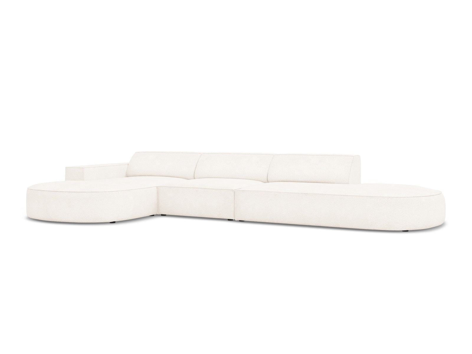 Erleben Sie das Jodie Boucle modulares Ecksofa links von Micadoni – ein stilvolles 4-Sitzer Sofa, das Eleganz, Komfort und Anpassungsfähigkeit vereint.