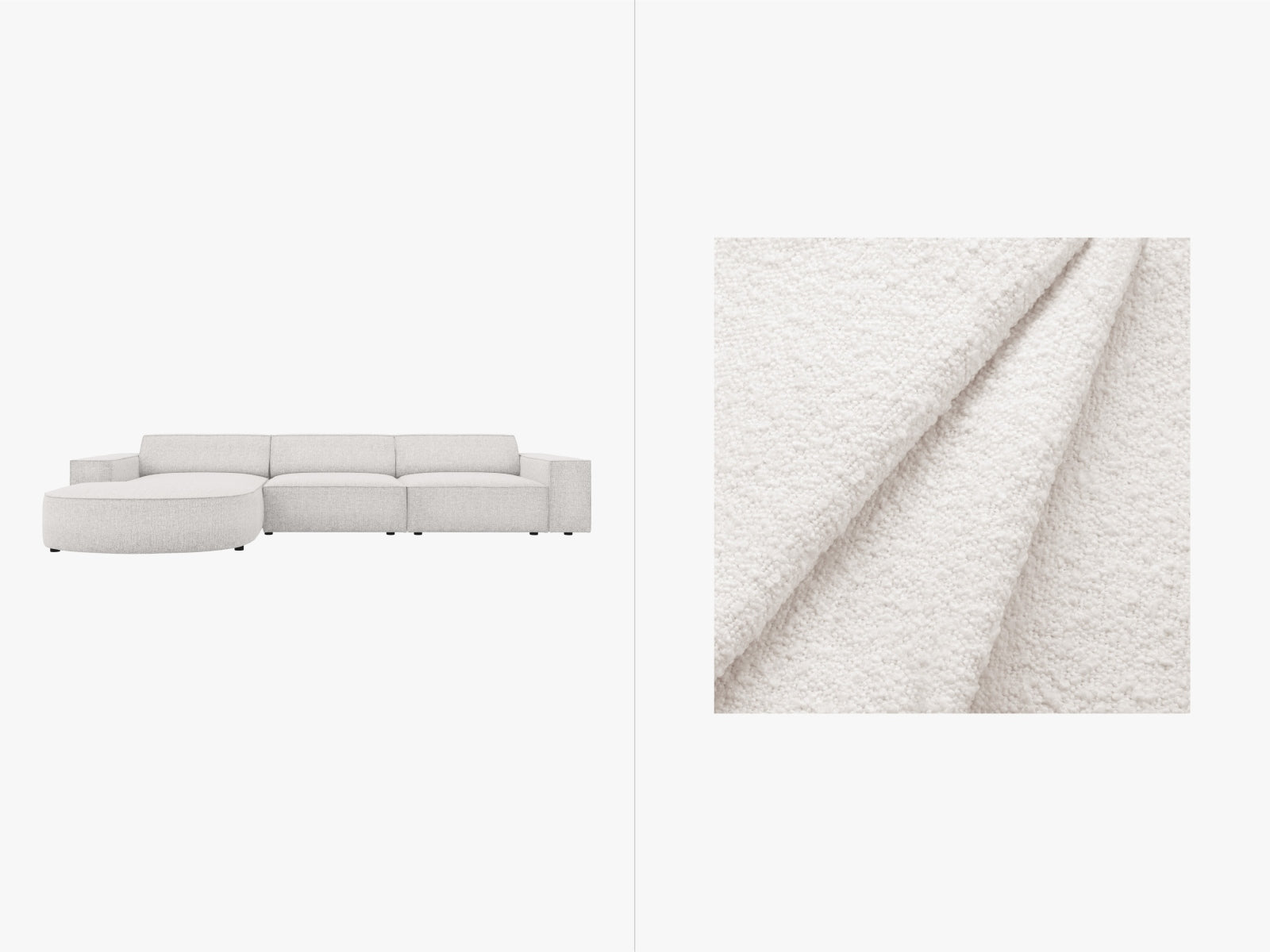 Jodie Boucle modulares Ecksofa links 4 Sitzer in White präsentiert im Onlineshop von KAQTU Design AG. Ecksofa links ist von Micadoni