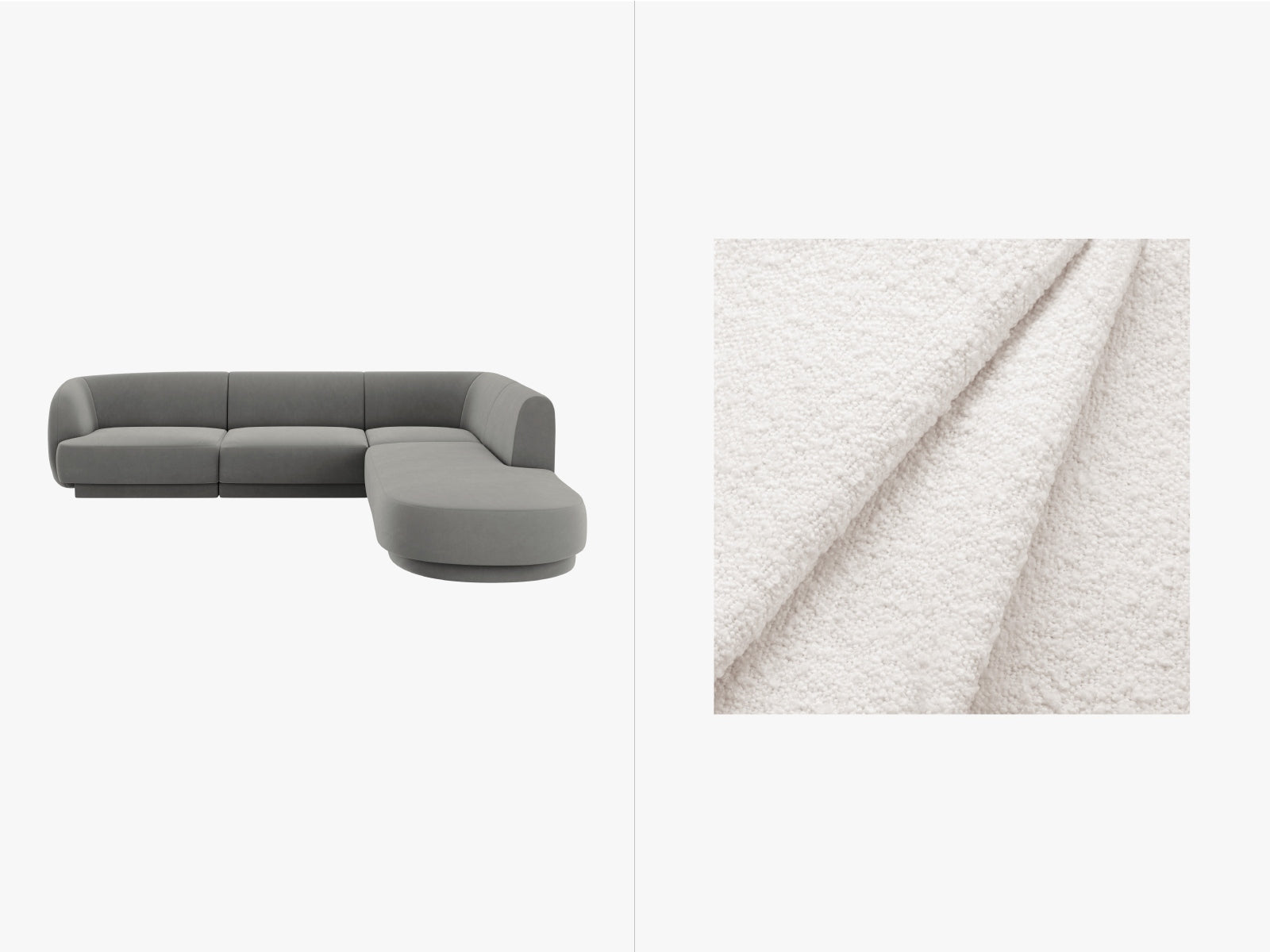 Miley Boucle Ecksofa rechts 6 Sitzer in White präsentiert im Onlineshop von KAQTU Design AG. Ecksofa rechts ist von Micadoni