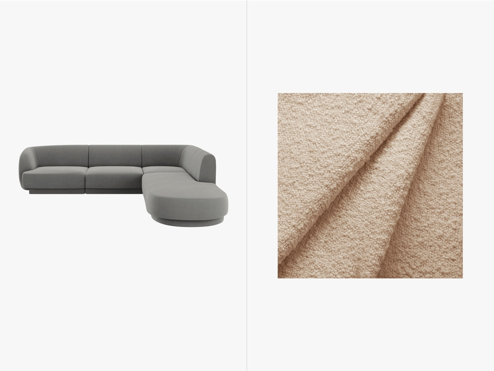 Miley Boucle Ecksofa rechts 6 Sitzer in Beige präsentiert im Onlineshop von KAQTU Design AG. Ecksofa rechts ist von Micadoni