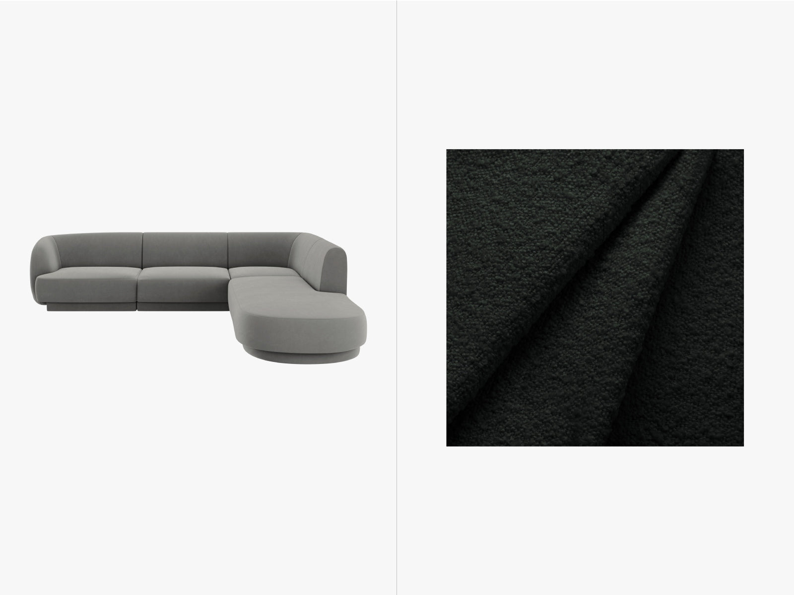 Miley Boucle Ecksofa rechts 6 Sitzer in Black-Baloo präsentiert im Onlineshop von KAQTU Design AG. Ecksofa rechts ist von Micadoni