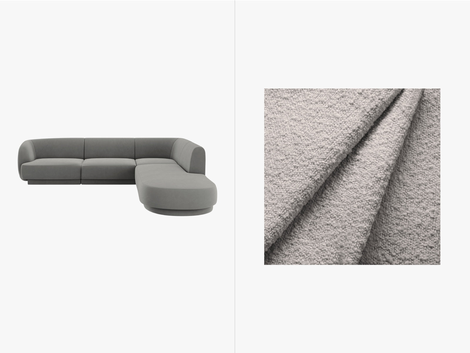 Miley Boucle Ecksofa rechts 6 Sitzer in Light Grey präsentiert im Onlineshop von KAQTU Design AG. Ecksofa rechts ist von Micadoni