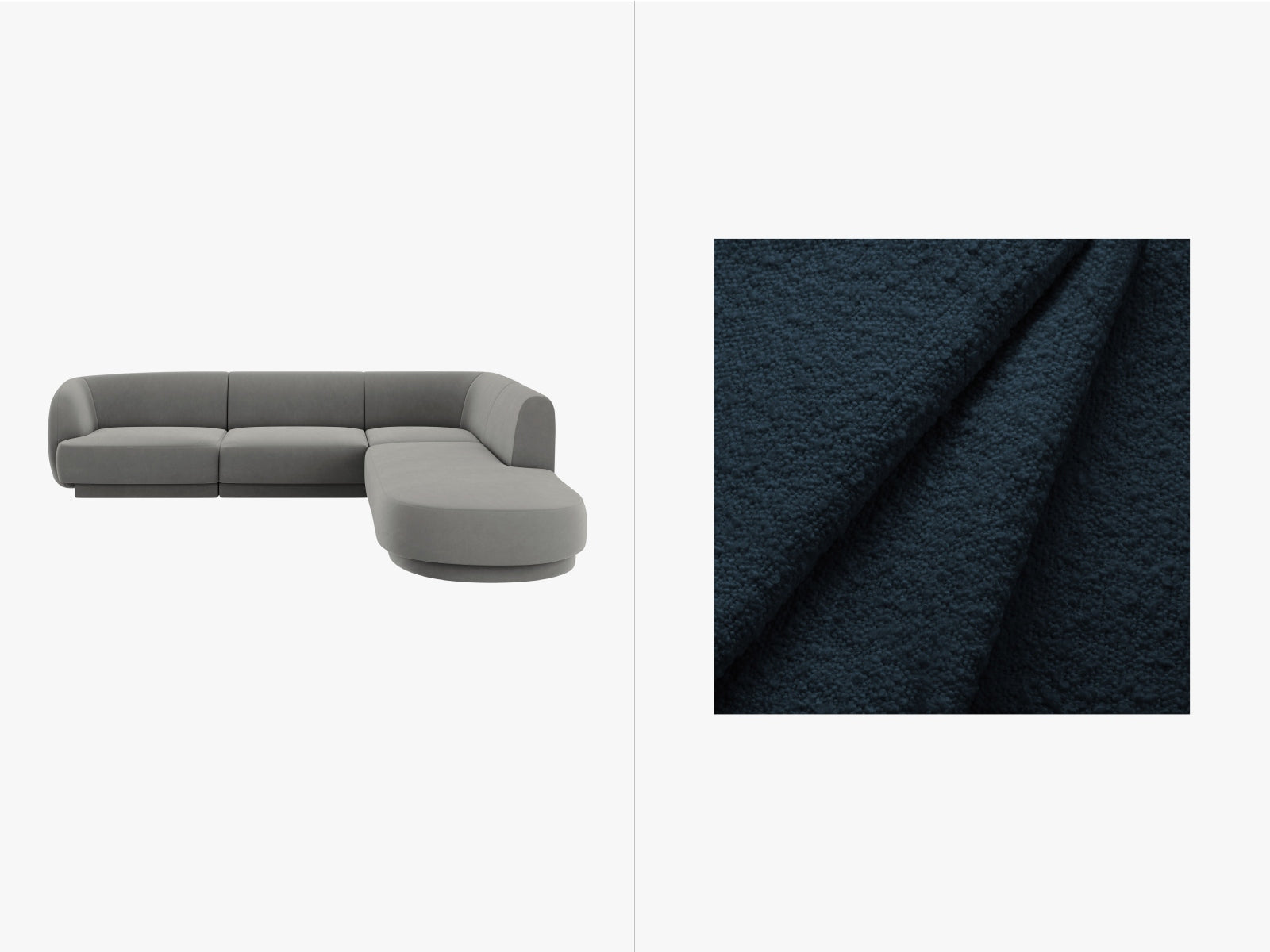 Miley Boucle Ecksofa rechts 6 Sitzer in Dark Blue präsentiert im Onlineshop von KAQTU Design AG. Ecksofa rechts ist von Micadoni