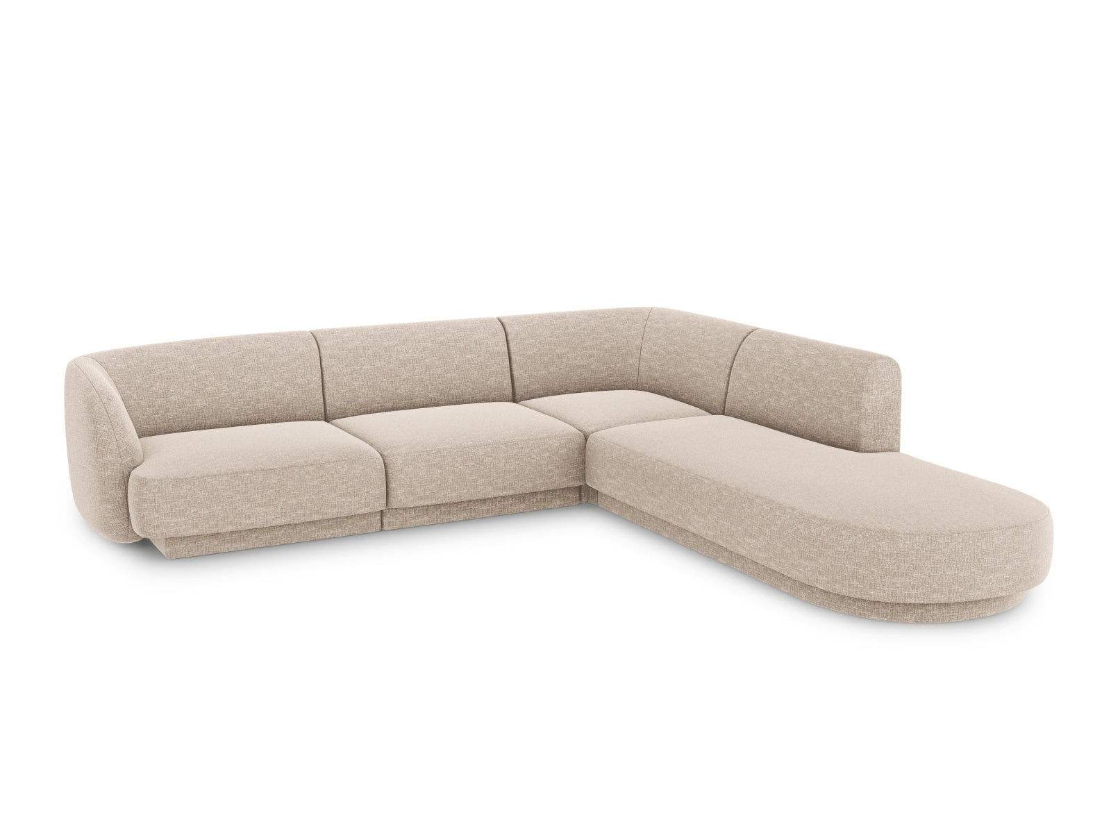Beige Miley Ecksofa rechts 6 Sitzer von Micadoni, stilvolles Design und komfortable Sitzgelegenheit für moderne Wohnräume.