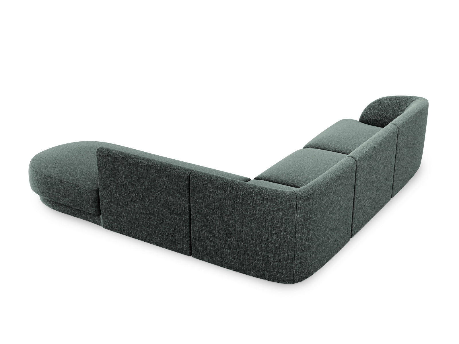 Geräumiges Miley Ecksofa rechts für 6 Personen in trendigem Petrol-Haga, perfekt für stilvolle Wohnzimmer und entspannte Zusammenkünfte.