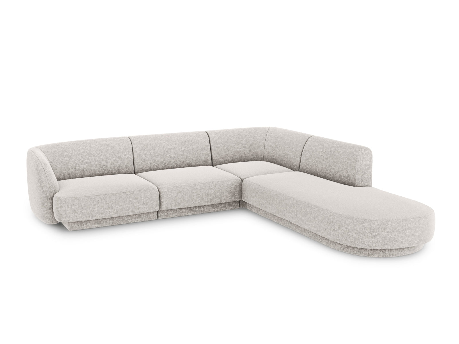 Elegantes Miley Ecksofa rechts für 6 Personen in stilvollem Silver-Eden, ideal für moderne Wohnräume und gemütliche Abende.