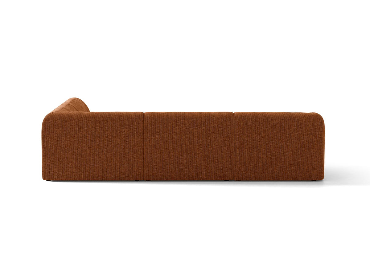 Produktfoto des Miley Ecksofas von Micadoni in Dunkelbeige, L-Form, Bezug aus Bluvel-Stoff, schwarze Kunststoffbeine, Sitzhöhe 40 cm.