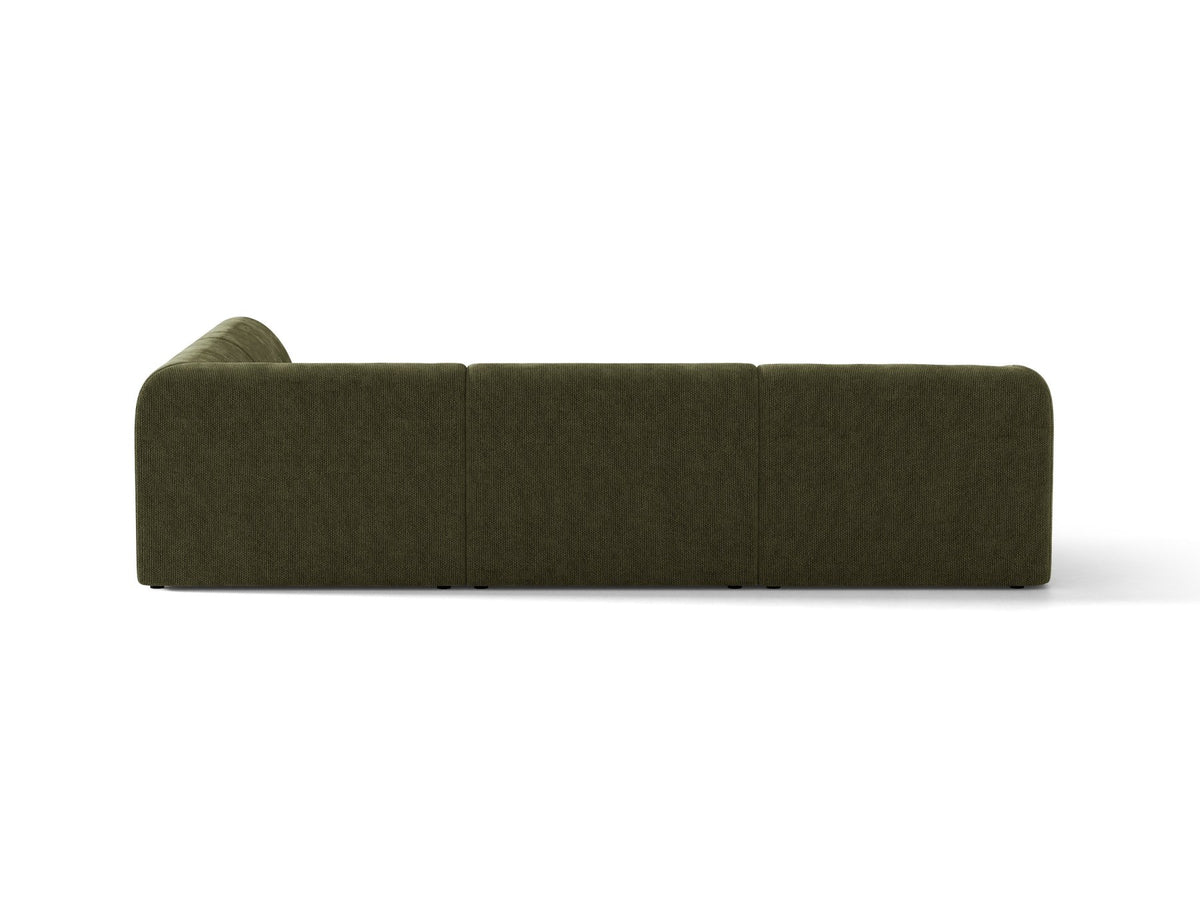 Produktfoto des Miley Ecksofas von Micadoni in Dunkelbeige, L-Form, Bezug aus Bluvel-Stoff, schwarze Kunststoffbeine, Sitzhöhe 40 cm.