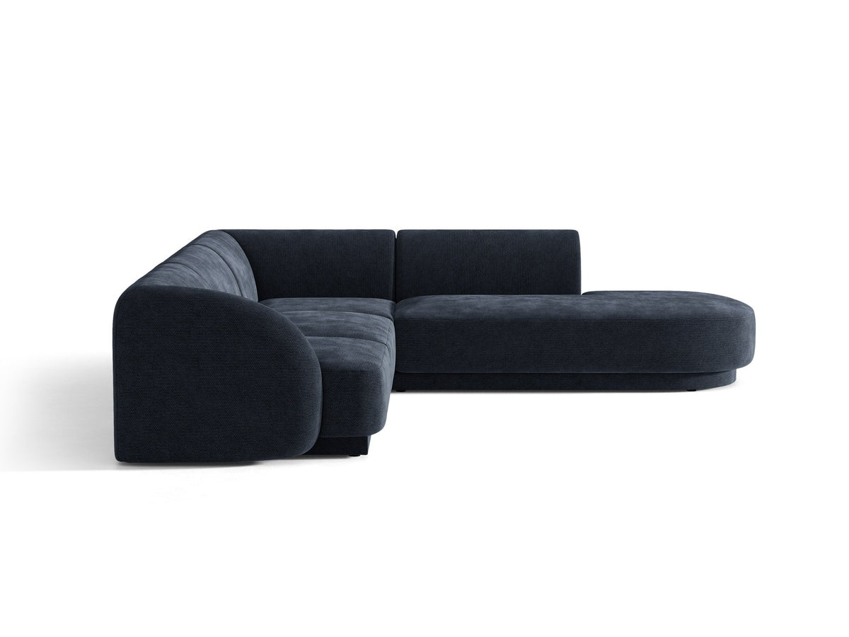 Produktfoto des Miley Ecksofas von Micadoni in Dunkelbeige, L-Form, Bezug aus Bluvel-Stoff, schwarze Kunststoffbeine, Sitzhöhe 40 cm.