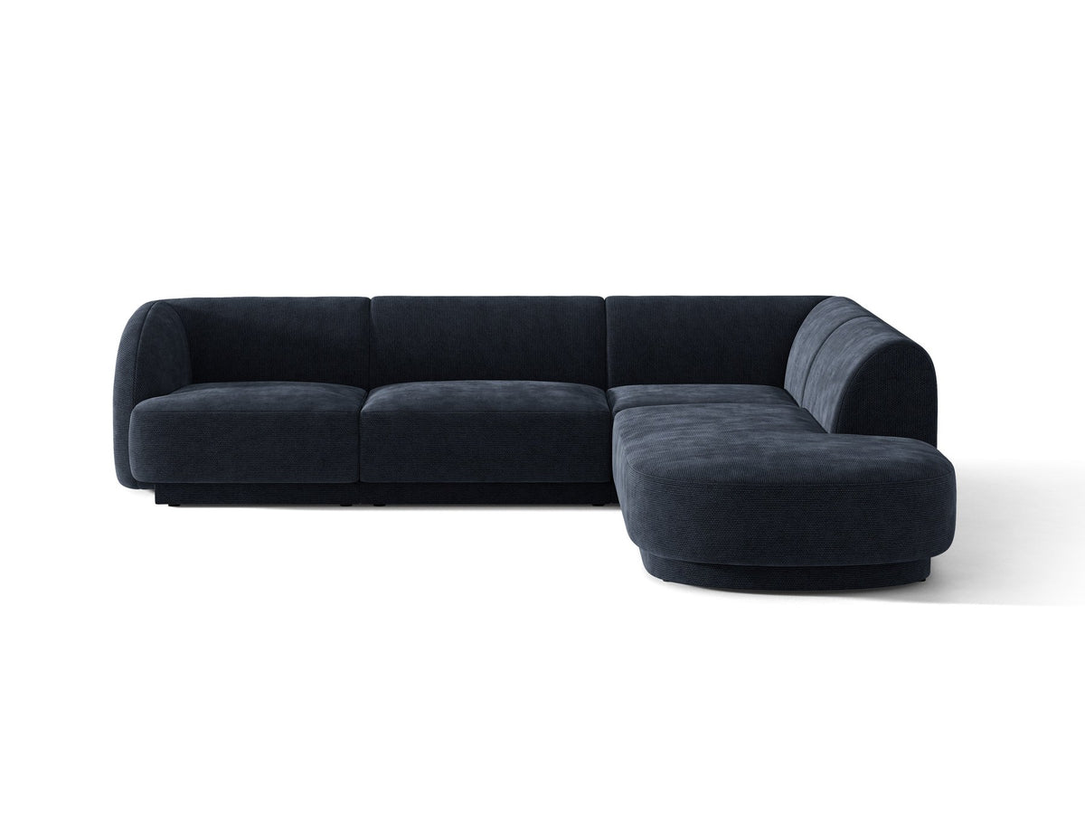 Produktfoto des Miley Ecksofas von Micadoni in Dunkelbeige, L-Form, Bezug aus Bluvel-Stoff, schwarze Kunststoffbeine, Sitzhöhe 40 cm.