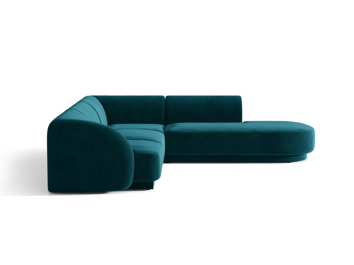 Produktfoto des Miley Ecksofas von Micadoni in Dunkelbeige, L-Form, Bezug aus Bluvel-Stoff, schwarze Kunststoffbeine, Sitzhöhe 40 cm.