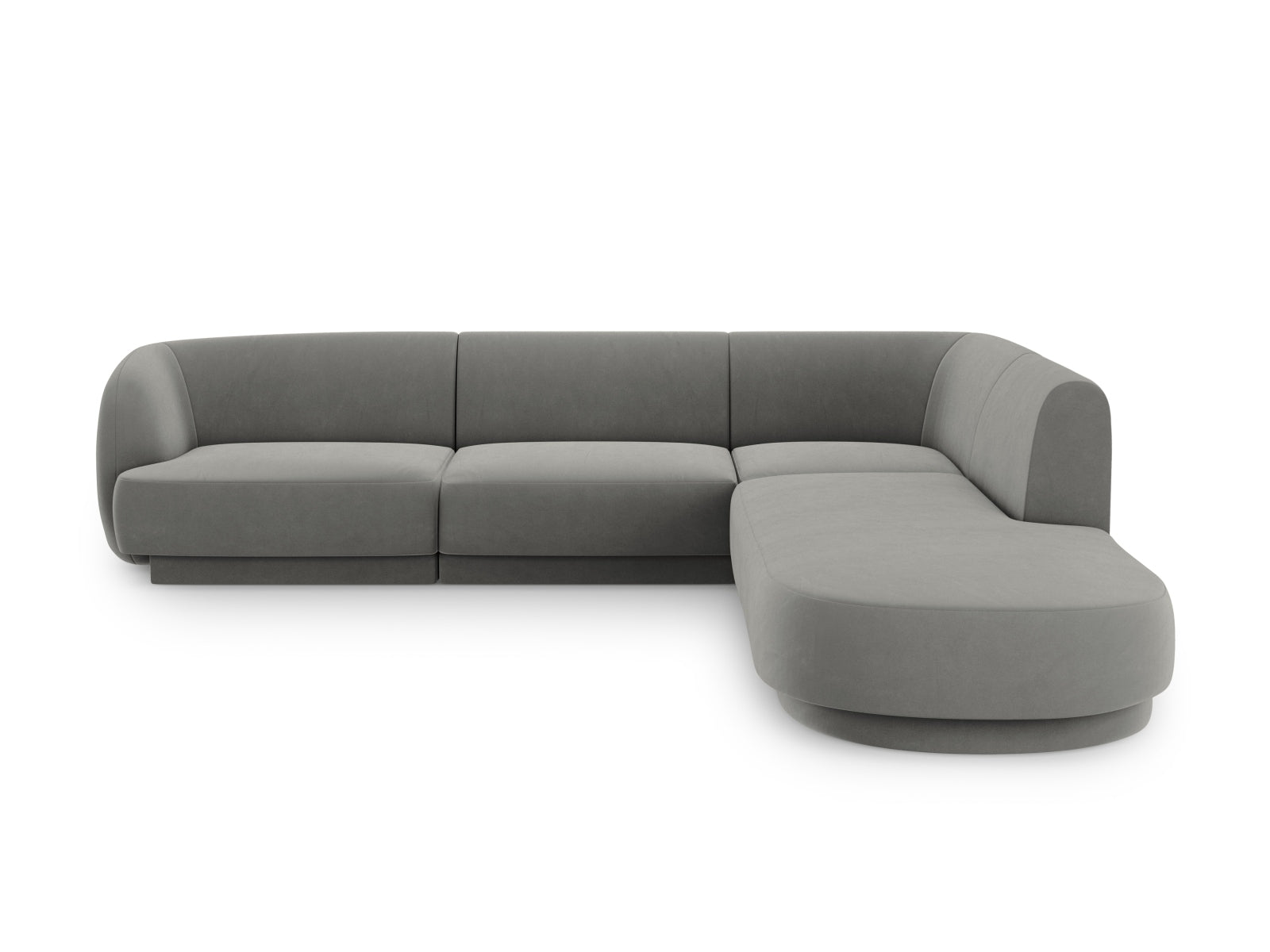 Miley Velour Ecksofa rechts 6 Sitzer in Light Grey-Bluvel präsentiert im Onlineshop von KAQTU Design AG. Ecksofa rechts ist von Micadoni