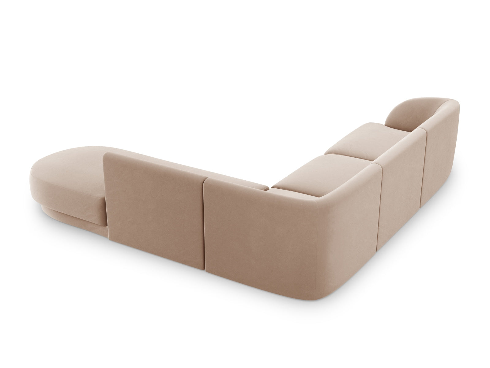 Gemütliches Miley Velour Ecksofa in edlem Cappuccino, 6-Sitzer, perfekt für moderne Wohnzimmer, erhältlich bei Micadoni.