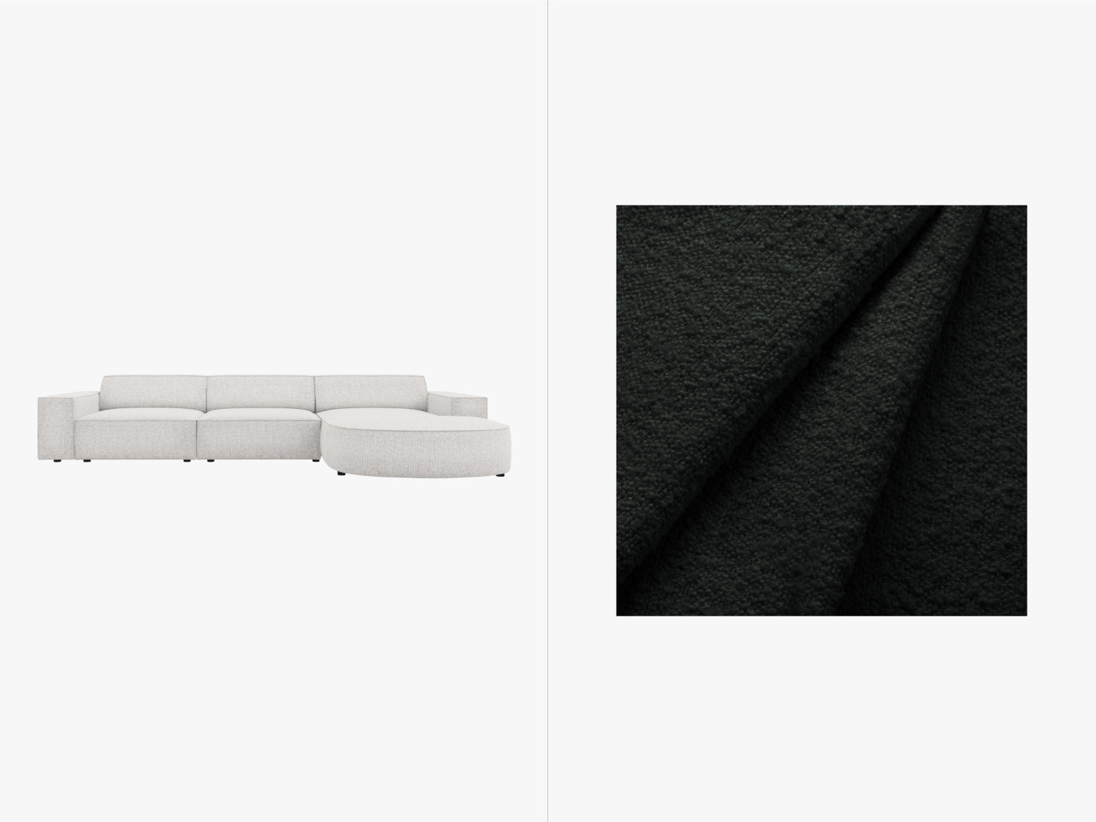 Erleben Sie das Jodie Boucle Ecksofa rechts von Micadoni – ein elegantes 4-Sitzer Sofa, das Komfort und Flexibilität für Ihr modernes Zuhause vereint.
