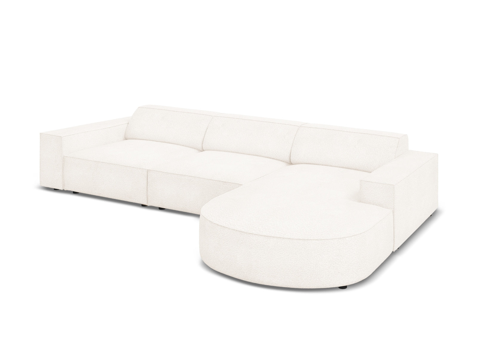 Entdecken Sie das Jodie Boucle Ecksofa rechts von Micadoni – ein stilvolles 4-Sitzer Sofa, das durch seine modulare Bauweise und luxuriöse Polsterung besticht.
